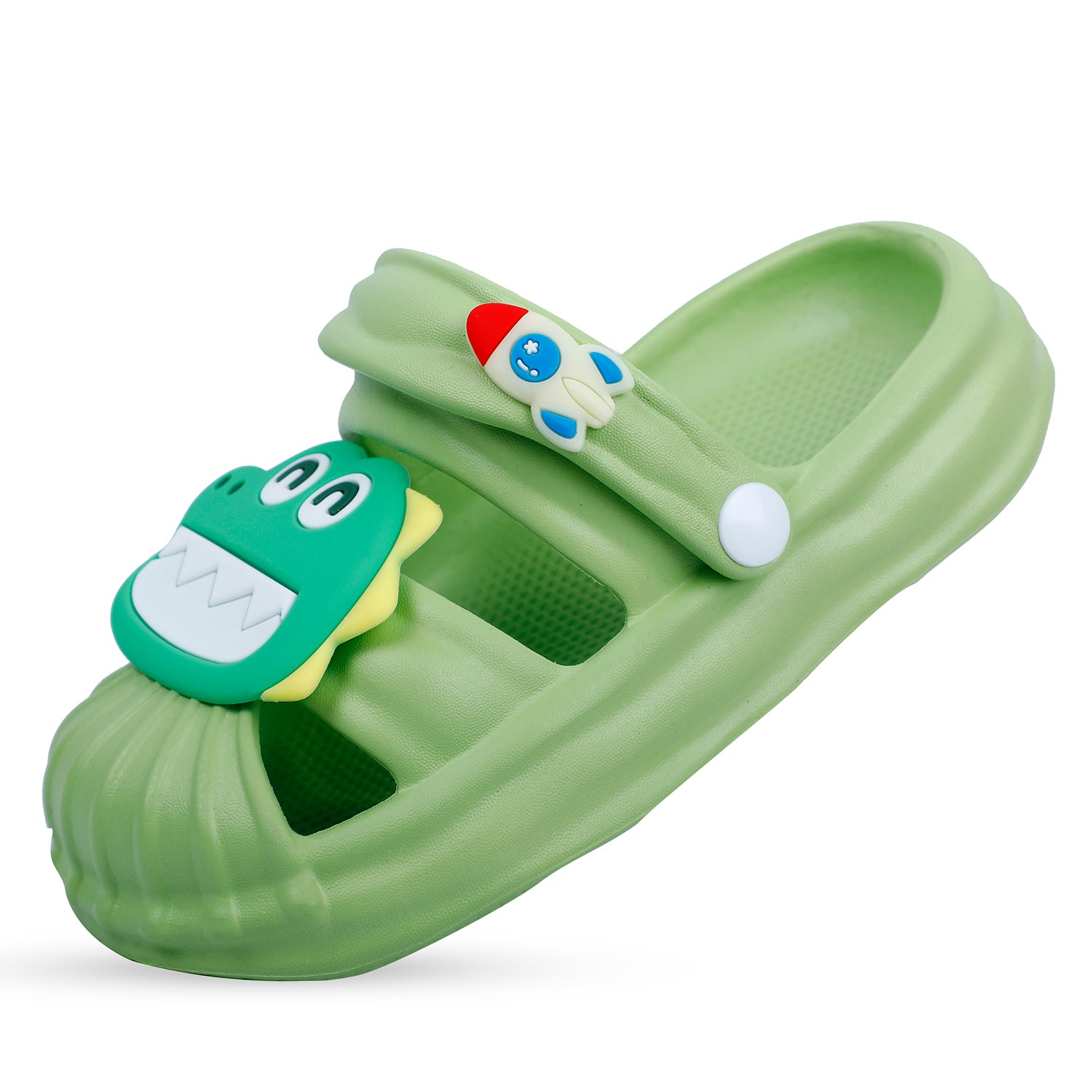 Baby Moo Crocodile Applique Waterproof Anti-Skid Sling Back Clogs - Green - Baby Moo