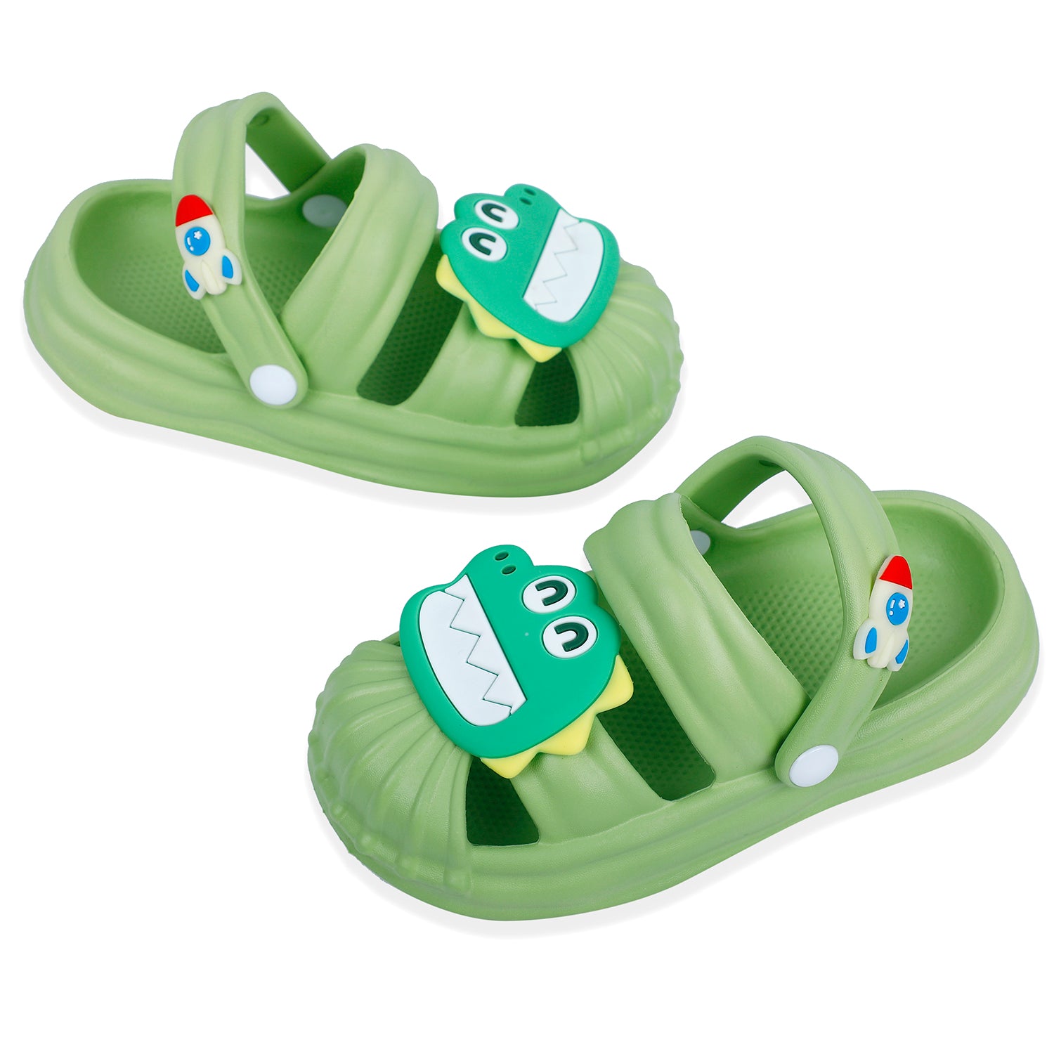 Baby Moo Crocodile Applique Waterproof Anti-Skid Sling Back Clogs - Green - Baby Moo