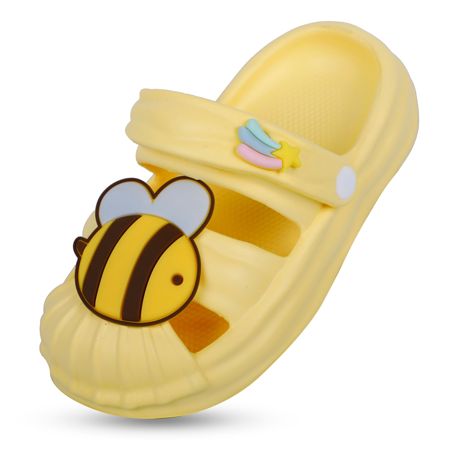 Baby Moo Buzzing Bee Applique Waterproof Anti-Skid Sling Back Clogs - Yellow - Baby Moo