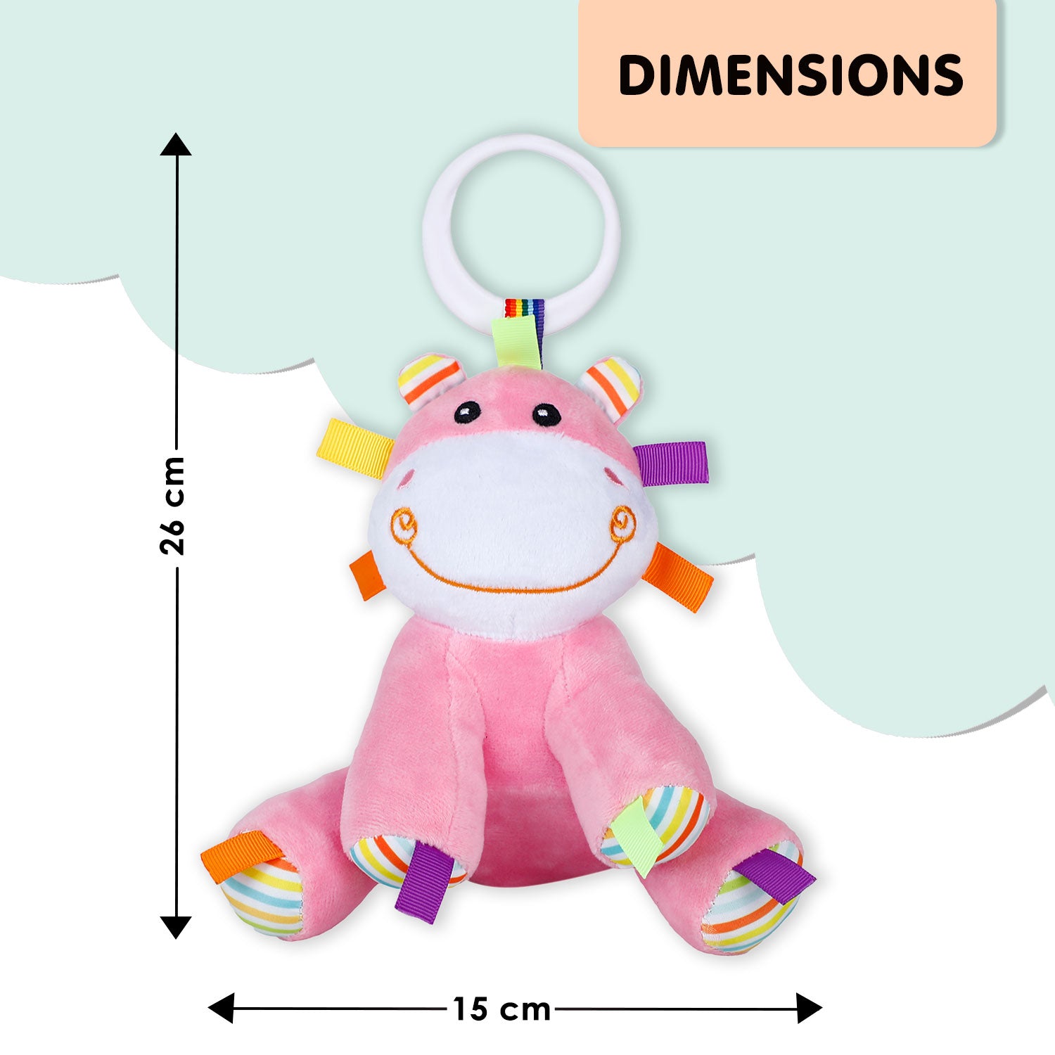 Baby Moo Baby Hippo Hanging Musical Pulling Toy - Pink