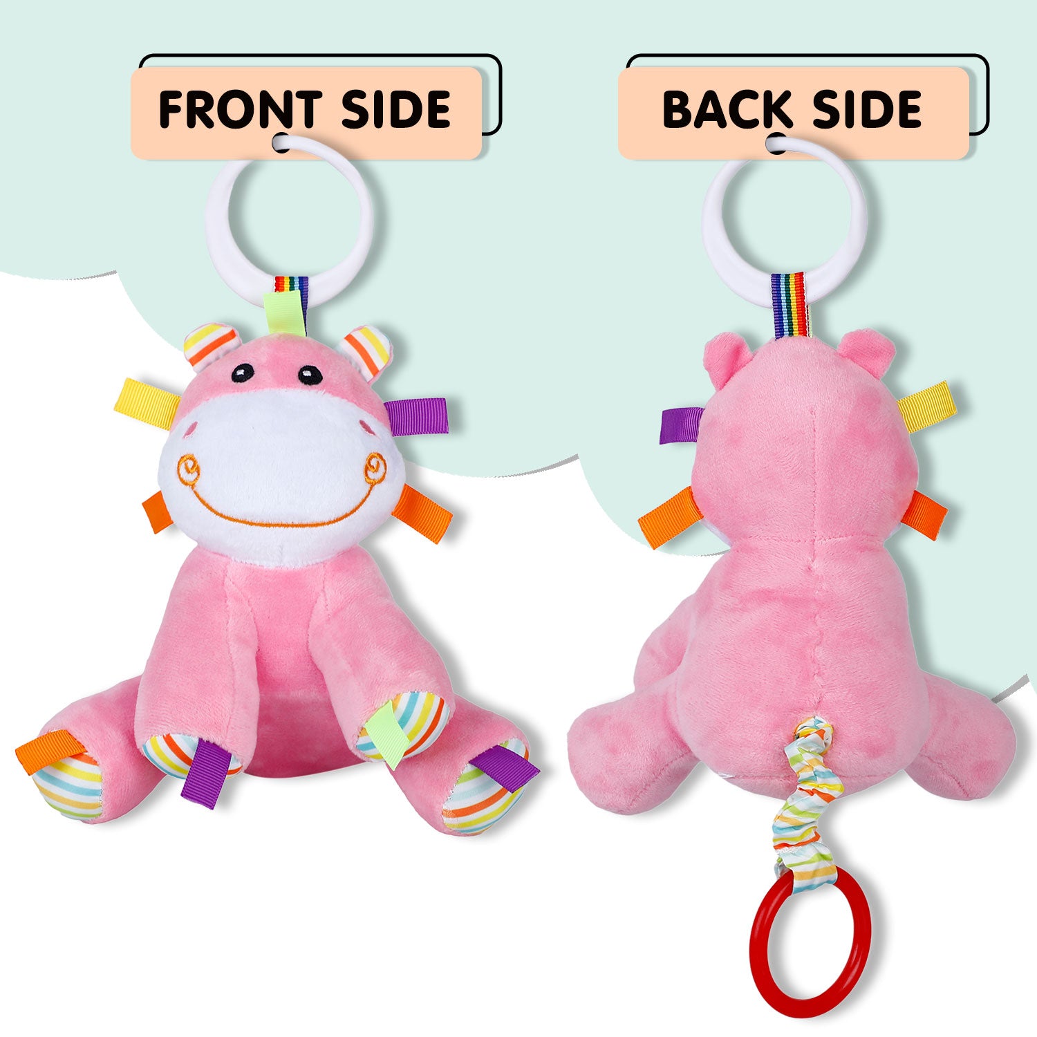 Baby Moo Baby Hippo Hanging Musical Pulling Toy - Pink