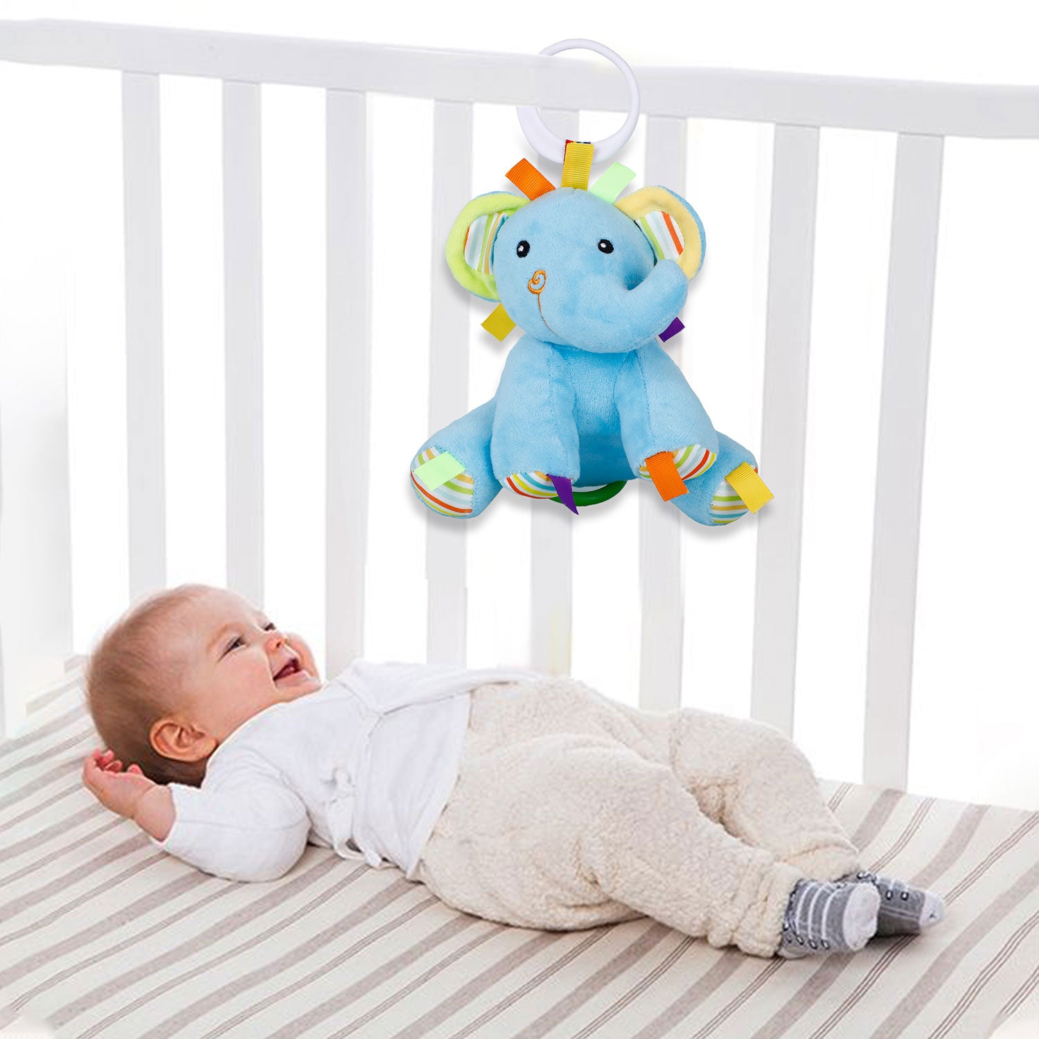 Baby Moo Baby Elephant Hanging Musical Pulling Toy - Blue