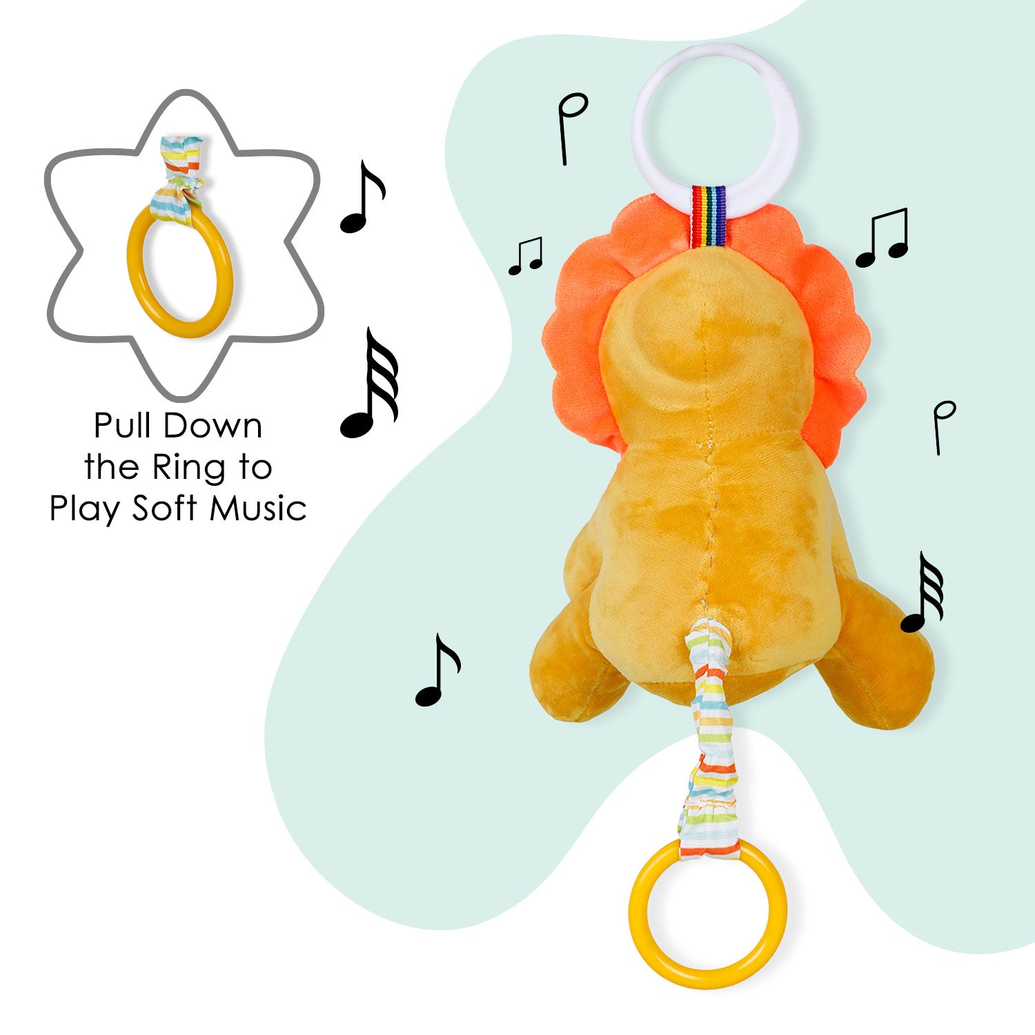 Baby Moo Lion King Hanging Musical Pulling Toy - Mustard