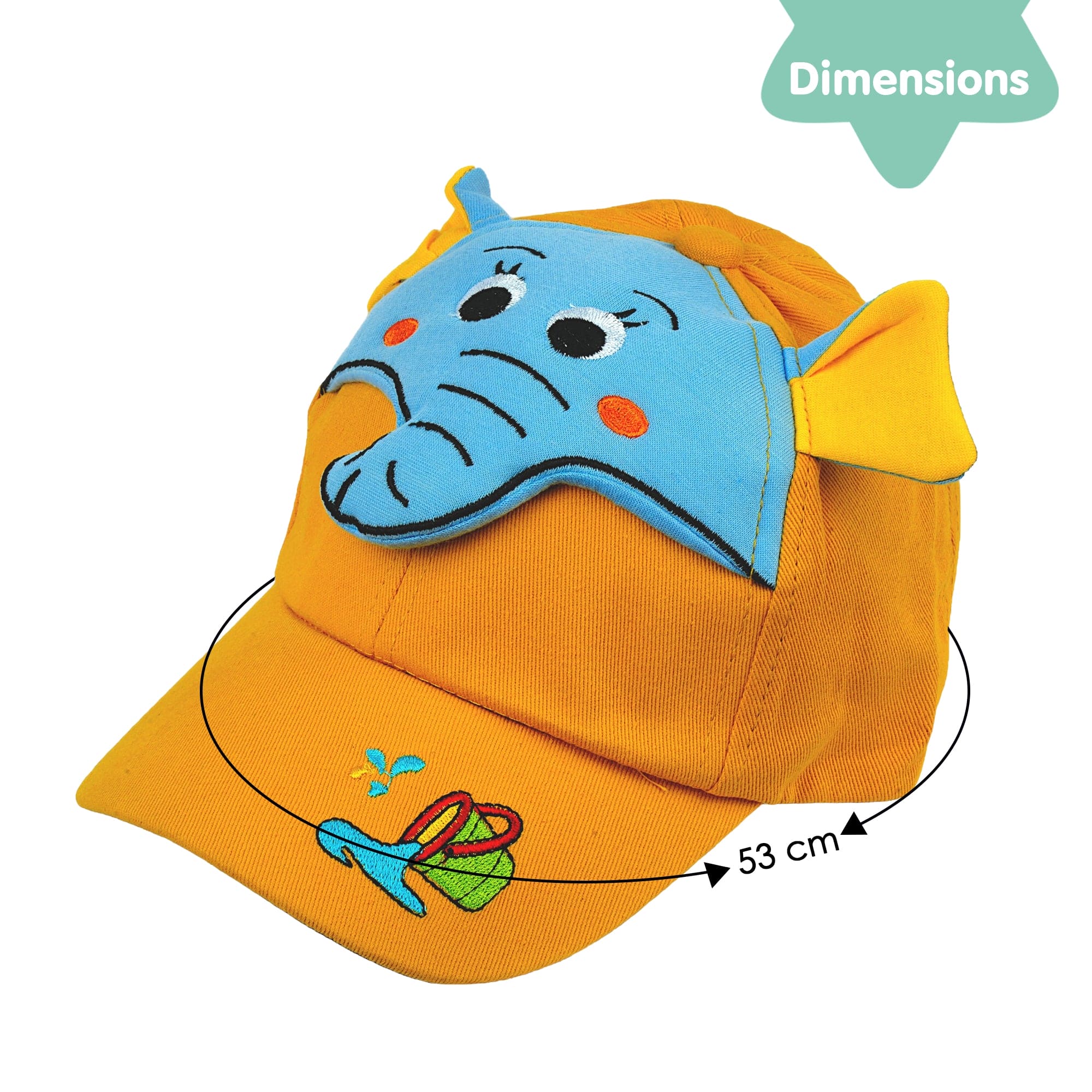 Baby Moo 3D Elephant Cartoon Character Cap - Yellow, Blue