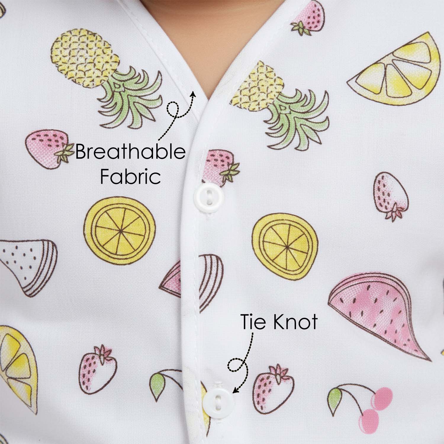 Baby Moo Smiling Stars Printed V-Neck Sleeveless Front Opening Button Cotton Jhablas 5 Pcs - Yellow, Multicolour
