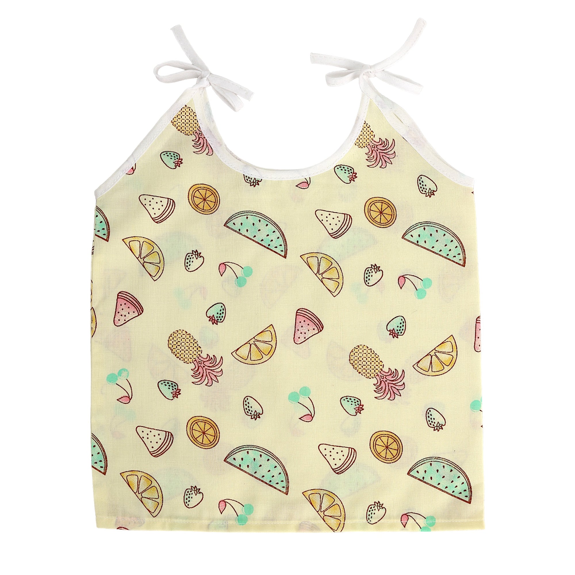 Baby Moo Car And Nature Theme Round Neck Sleeveless Tie Knot Cotton Jhablas 5 Pcs - Yellow, Multicolour