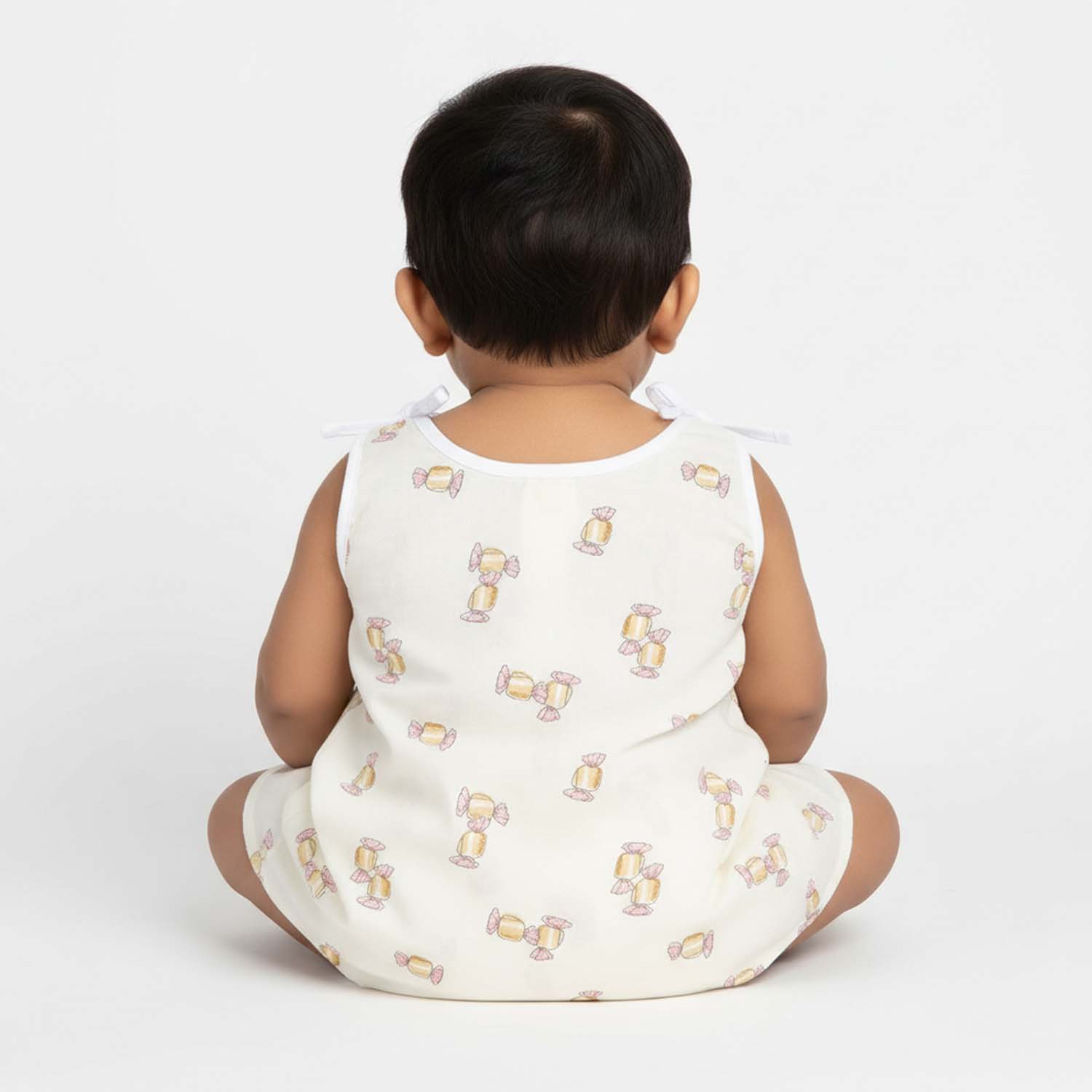 Baby Moo Candy Crush Round Neck Sleeveless Tie Knot Cotton Jhablas 5 Pcs - Pink, Multicolour