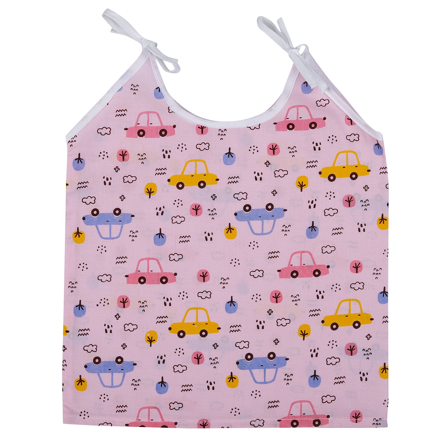 Baby Moo Candy Crush Round Neck Sleeveless Tie Knot Cotton Jhablas 5 Pcs - Pink, Multicolour