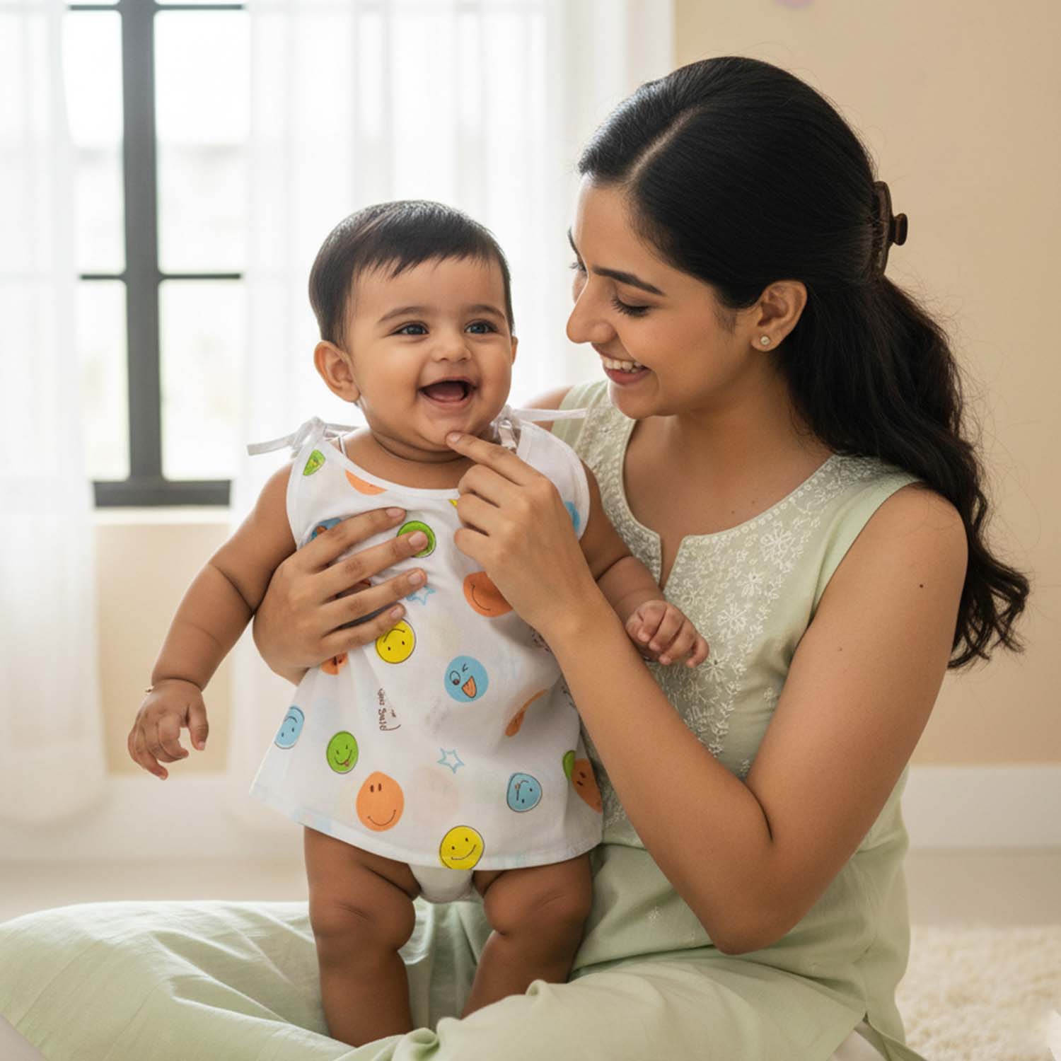 Baby Moo Cars And Stars Round Neck Sleeveless Tie Knot Cotton Jhablas 5 Pcs - Green, Multicolour