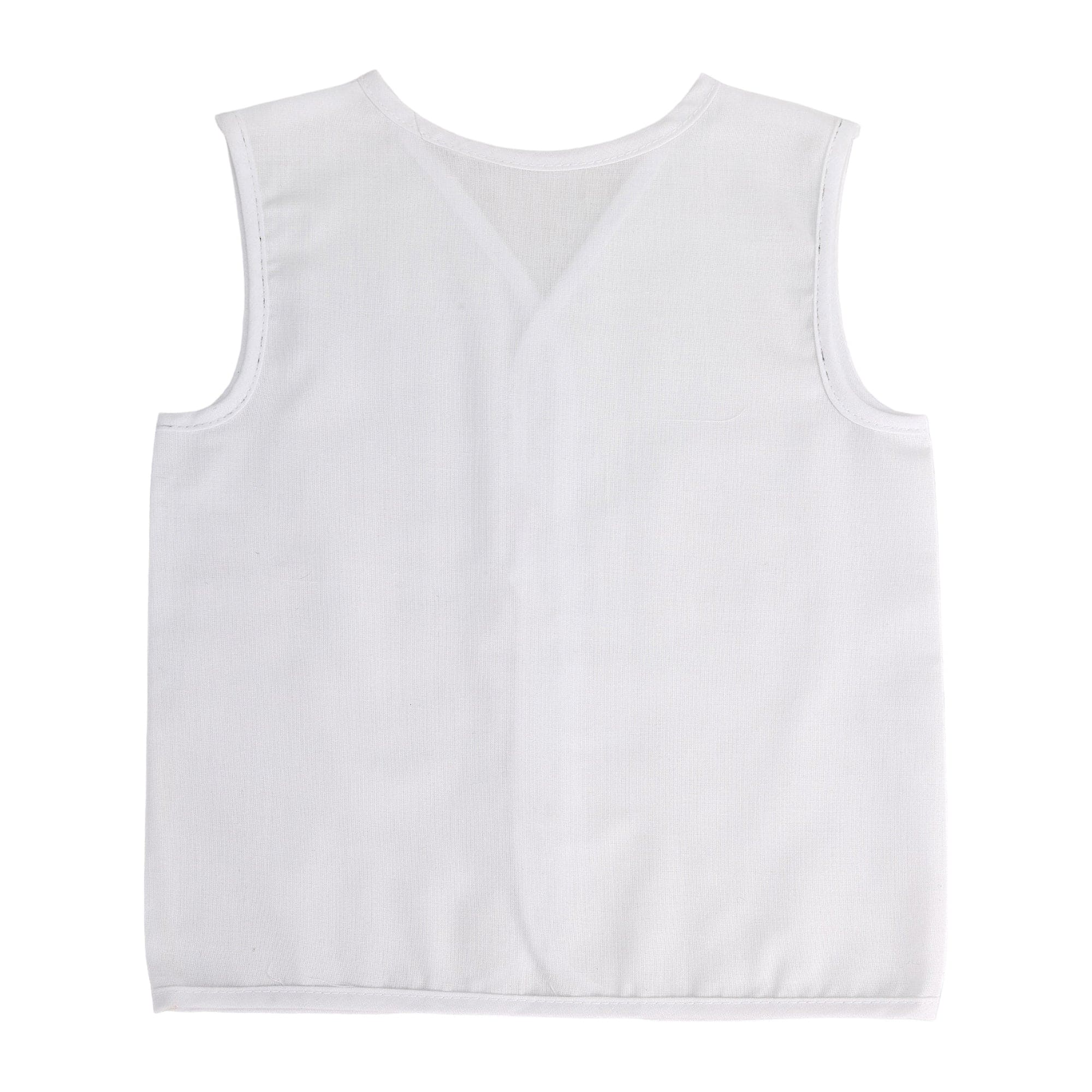 Baby Moo Solid V-Neck Sleeveless Front Opening Button Cotton Jhablas 5 Pcs - White