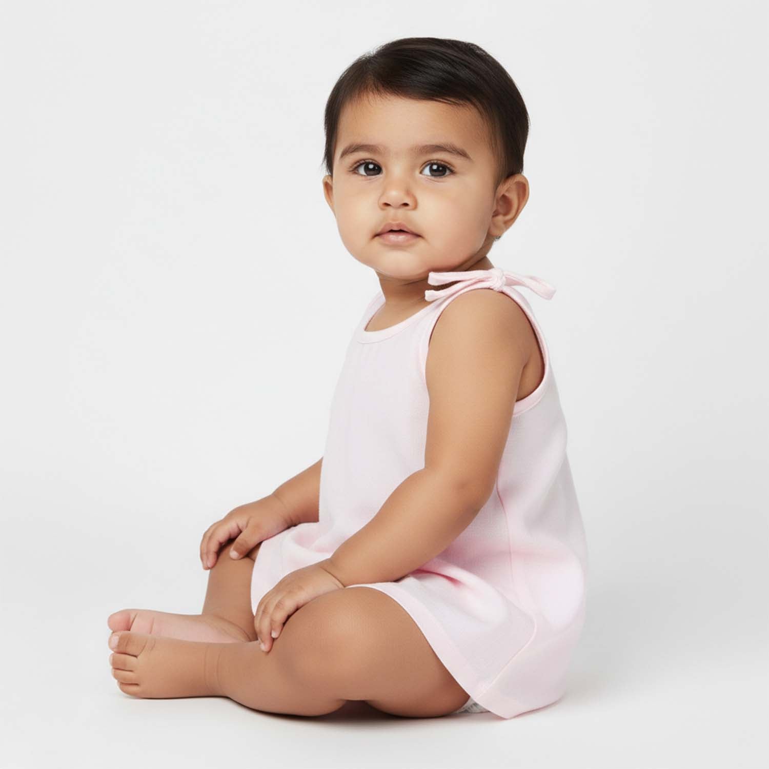 Baby Moo Solid Round Neck Sleeveless Tie Knot Cotton Jhablas 5 Pcs - Blue, Multicolour