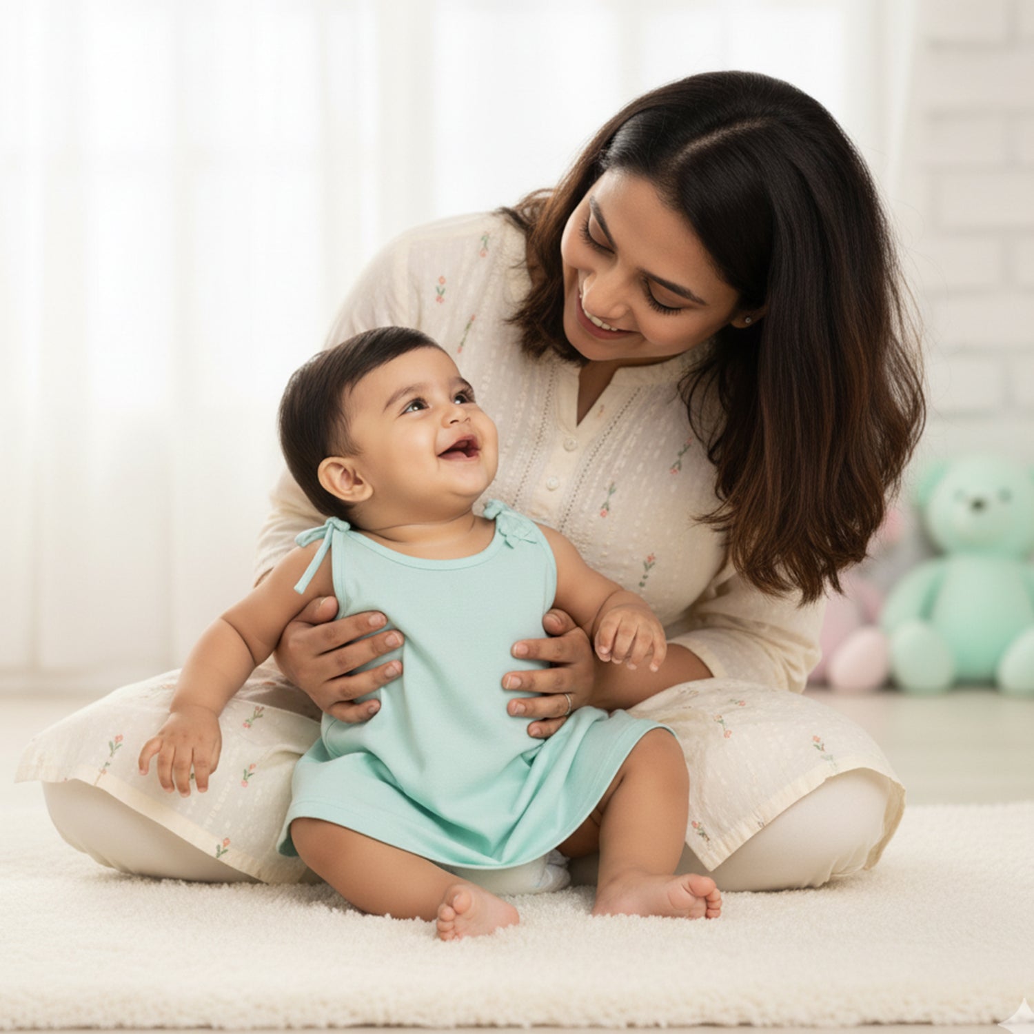 Baby Moo Solid Round Neck Sleeveless Tie Knot Cotton Jhablas 5 Pcs - Blue, Multicolour