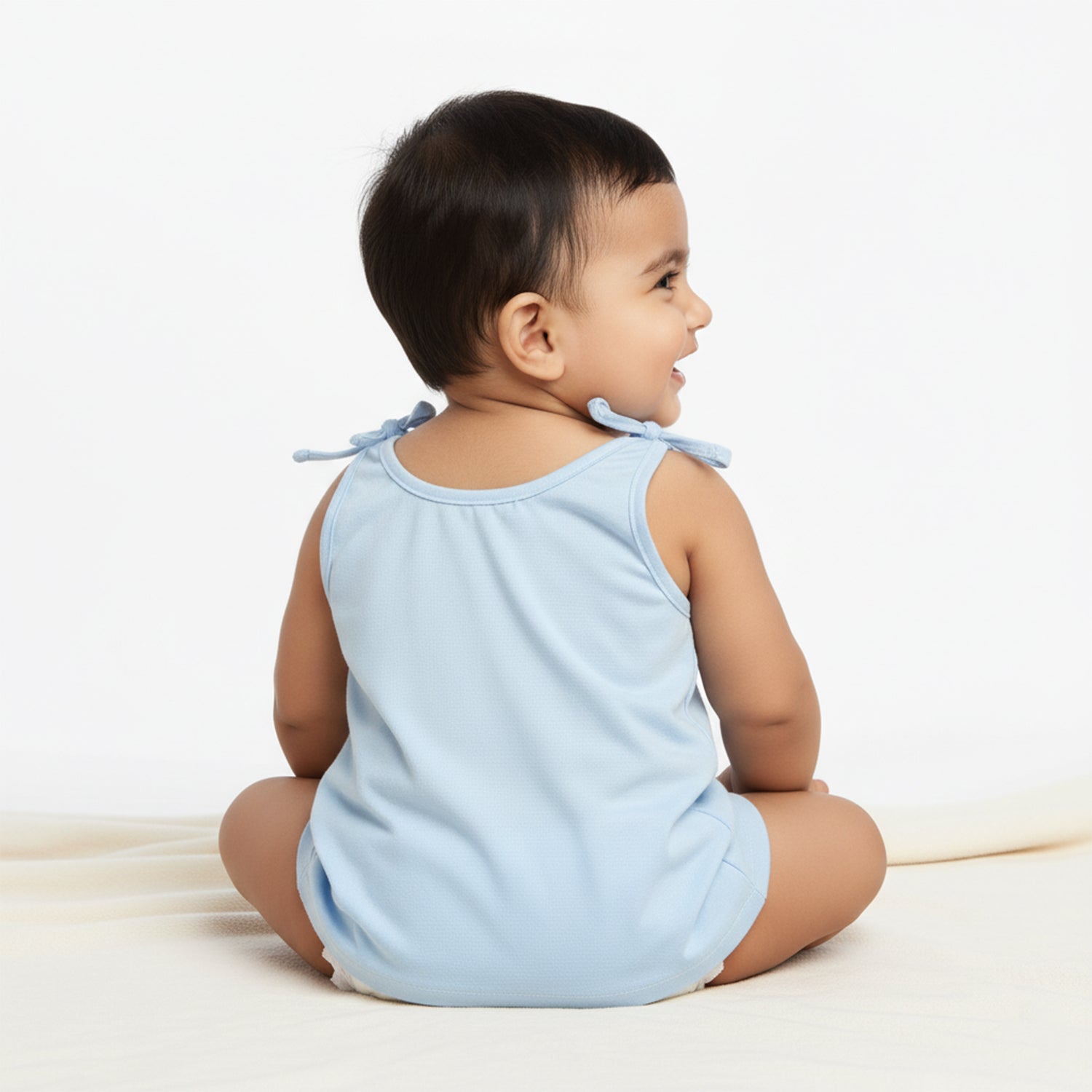 Baby Moo Solid Round Neck Sleeveless Tie Knot Cotton Jhablas 5 Pcs - Pink, Multicolour