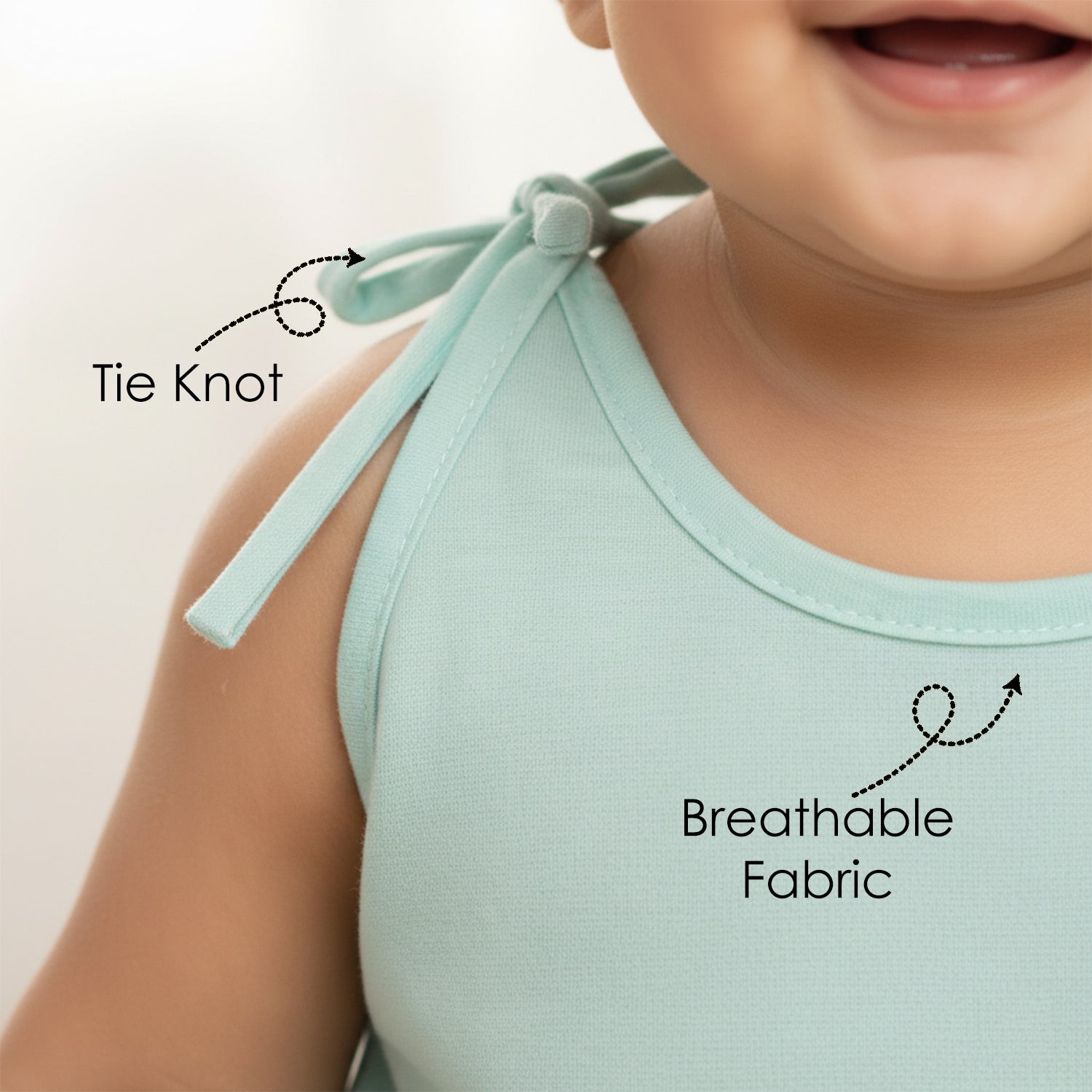 Baby Moo Solid Round Neck Sleeveless Tie Knot Cotton Jhablas 5 Pcs - Pink, Multicolour