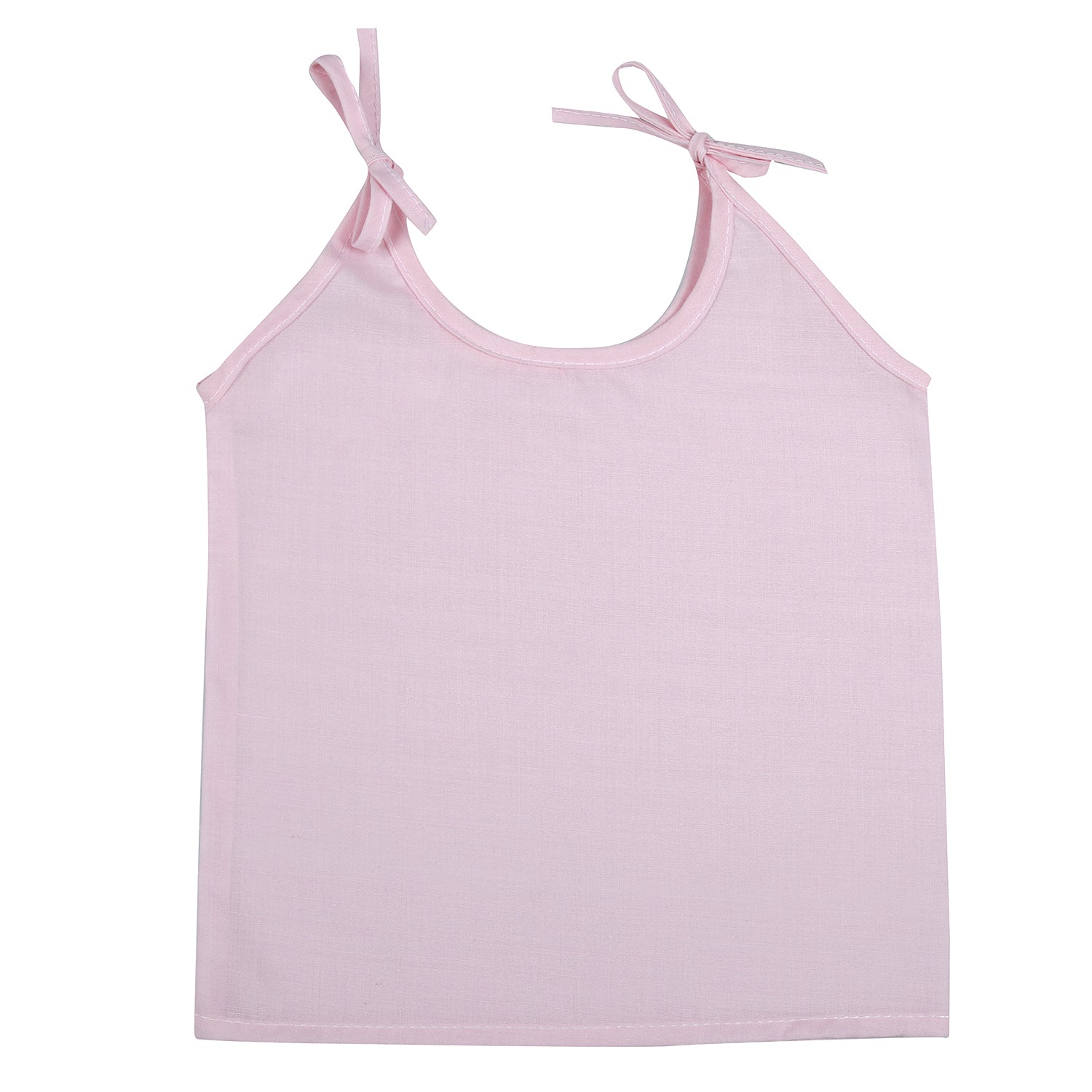Baby Moo Solid Round Neck Sleeveless Tie Knot Cotton Jhablas 5 Pcs - Pink, Multicolour