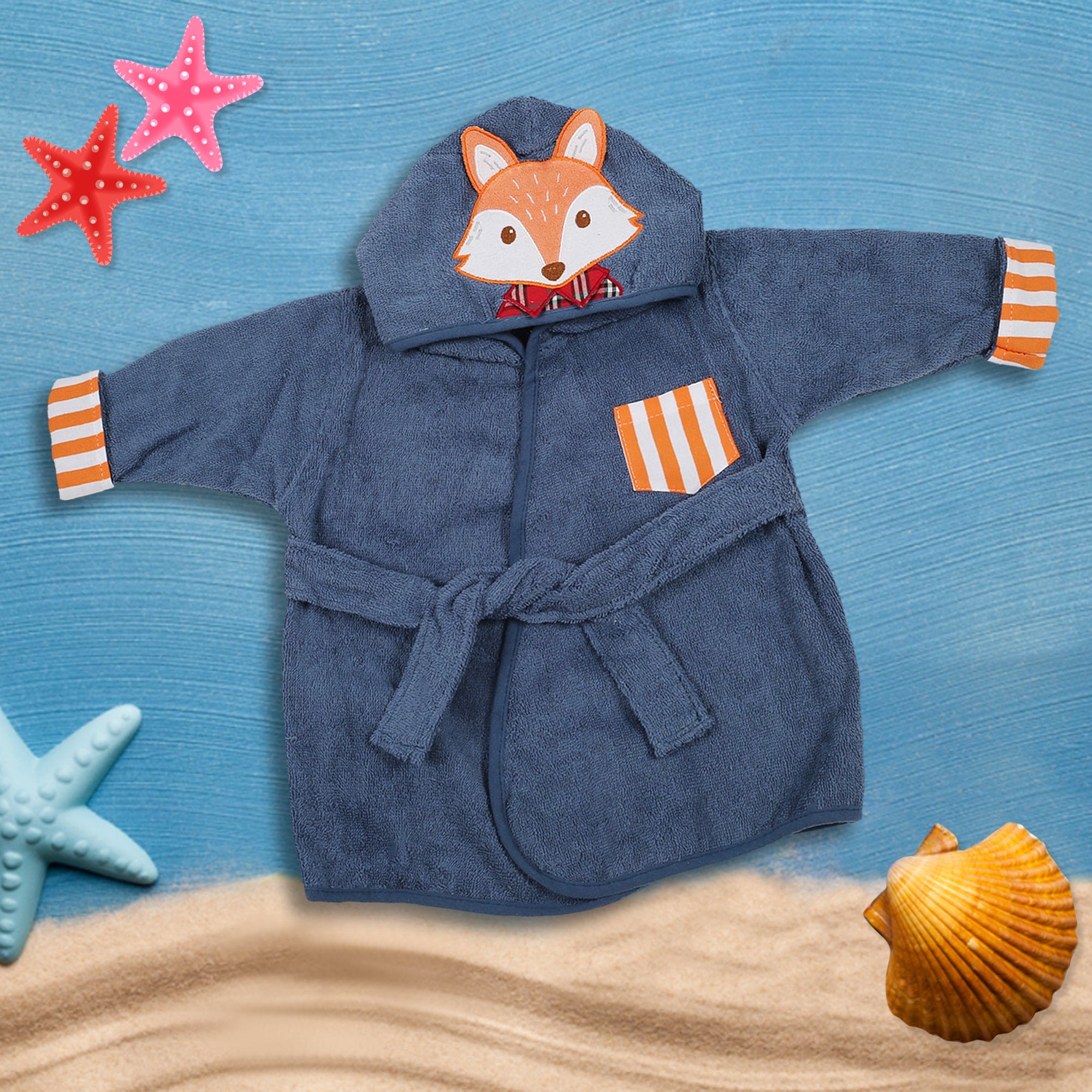 Orange Stripe Blue Star Bathrobe