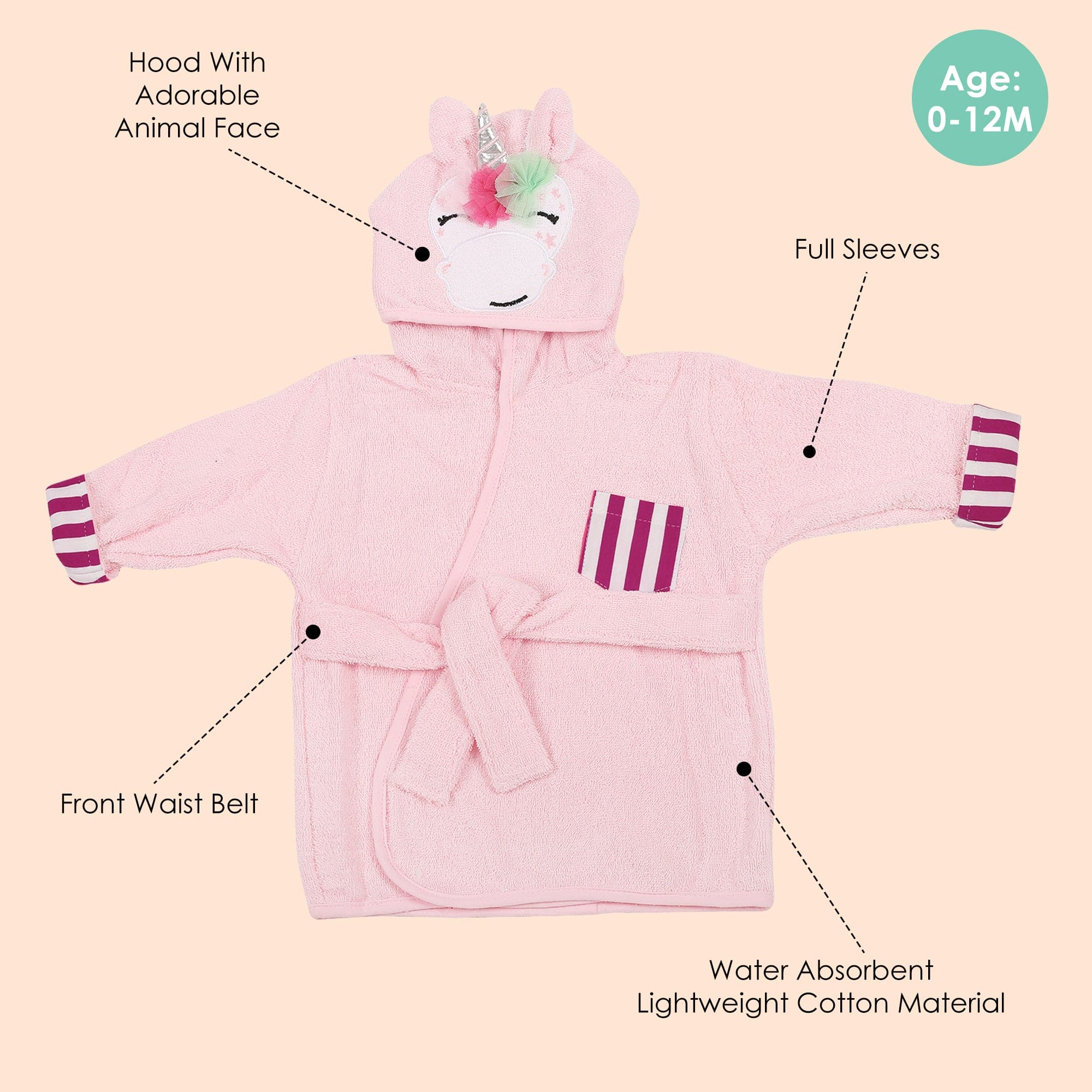 Whimsical Unicorn Pink Bathrobe