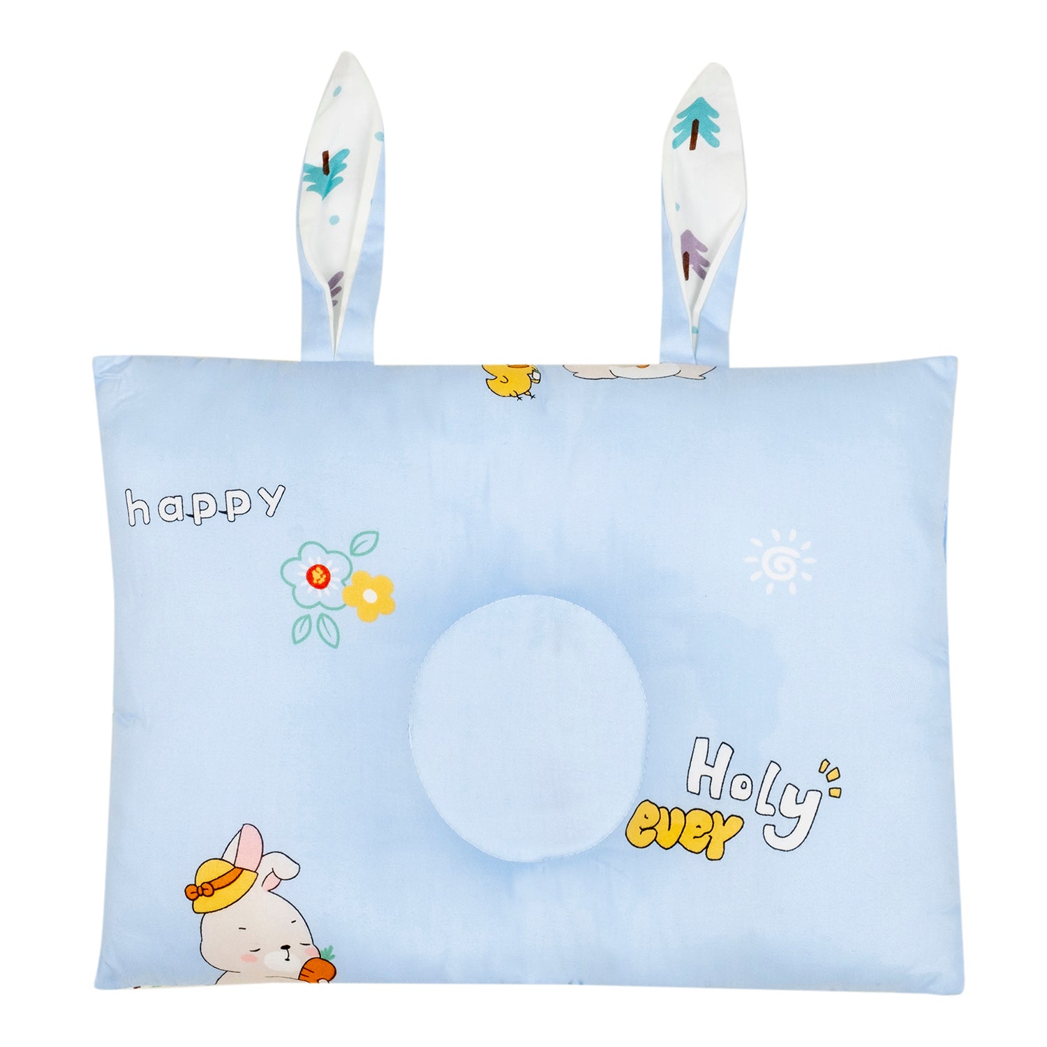 Baby Moo Happy Bunny Reversible Neck Pillow Cushion Pillow - Blue
