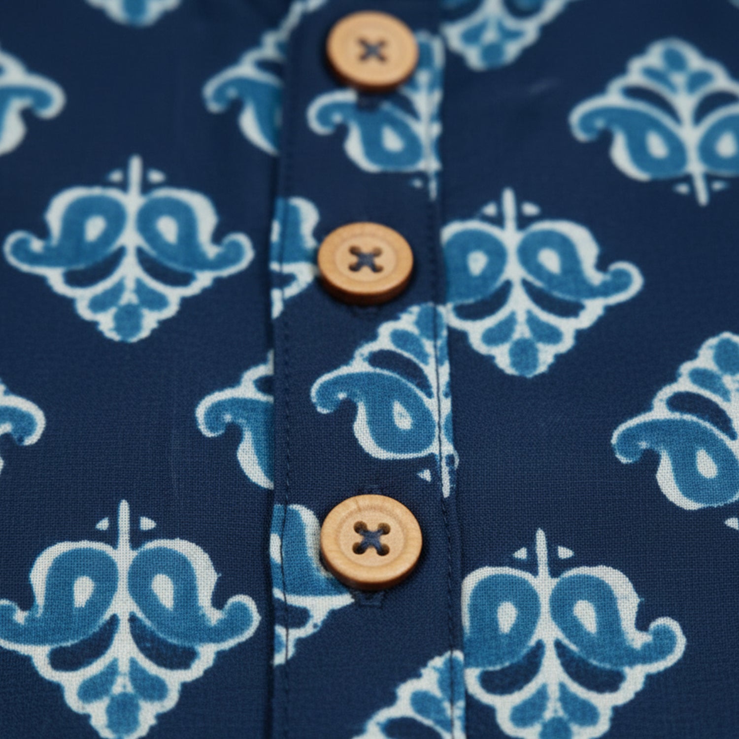 Baby Moo Indigo Print Ethnic Kurta Pyjama Set - Blue