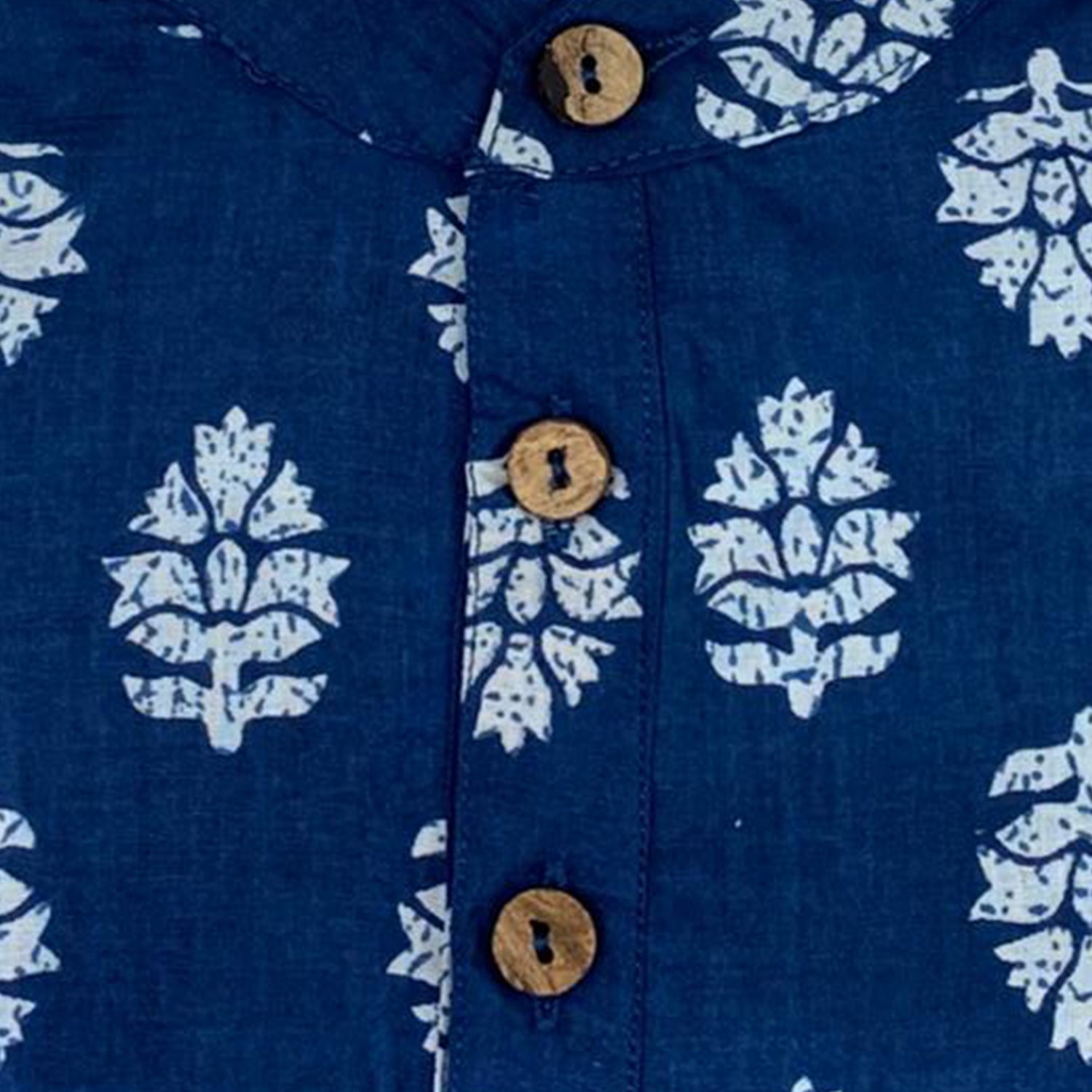 Baby Moo Botanical Print Ethnic Kurta Pyjama Set - Blue