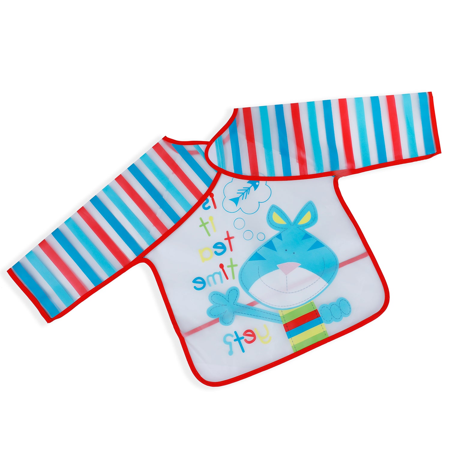 Baby Moo It's Meal Time Long Sleeves Waterproof Wear Me Bib - Blue - Baby Moo