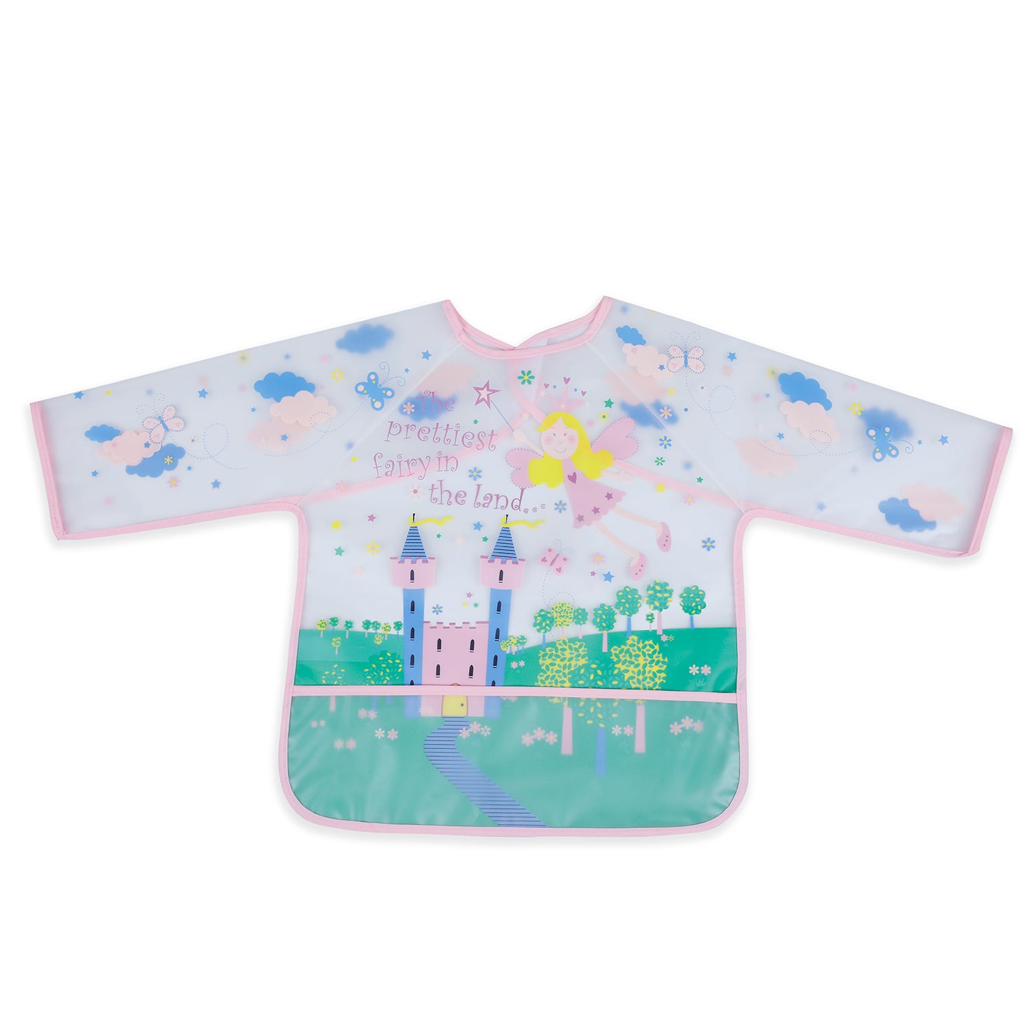 Baby Moo Prettiest Fairy Long Sleeves Waterproof Wear Me Bib - Pink - Baby Moo