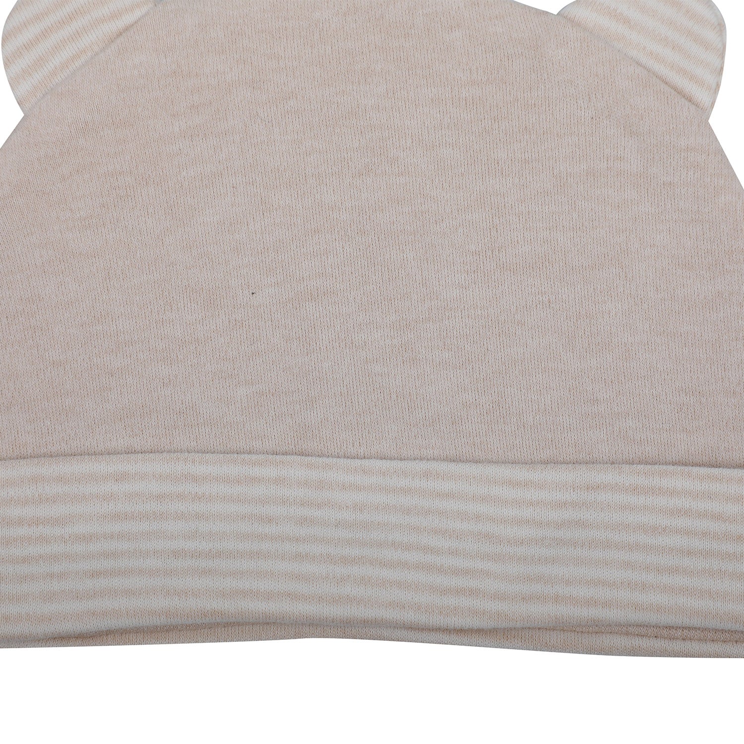 Baby Moo Solid And Striped Organic Soft Cotton Pack of 2 Caps - Beige - Baby Moo
