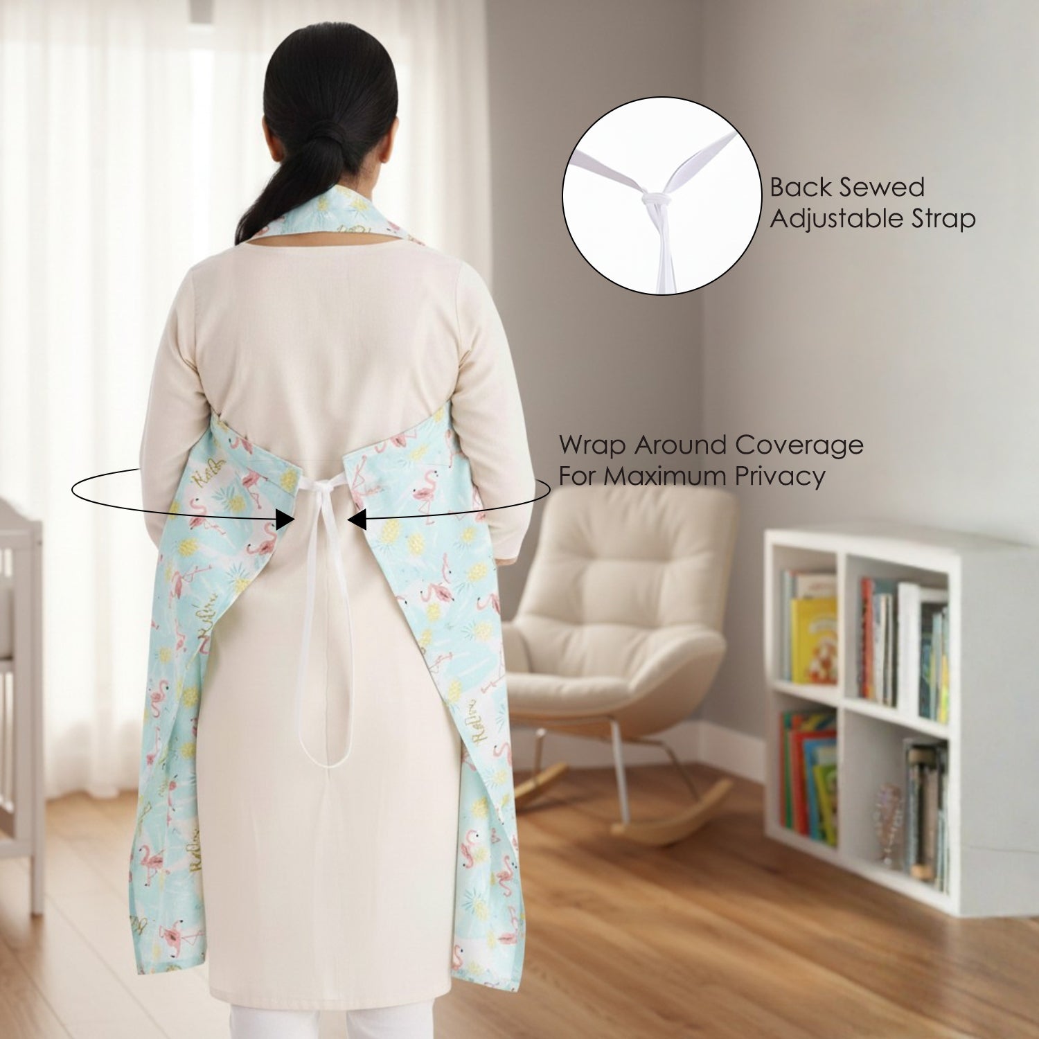 Baby Moo Flamingo Infant Feeding Nursing Cover - Mint Green