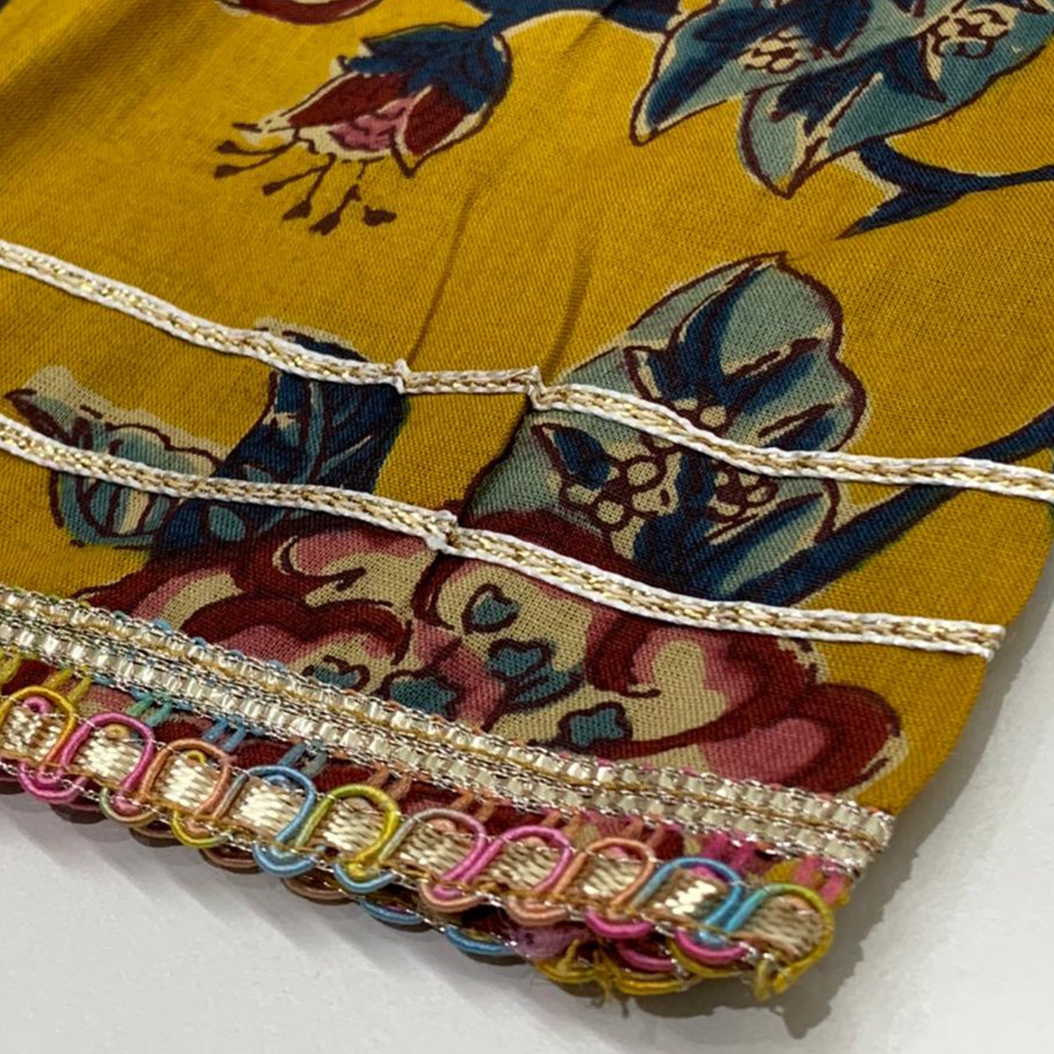 Baby Moo Floral Print Cotton Knee Length Ethnic Dress - Yellow