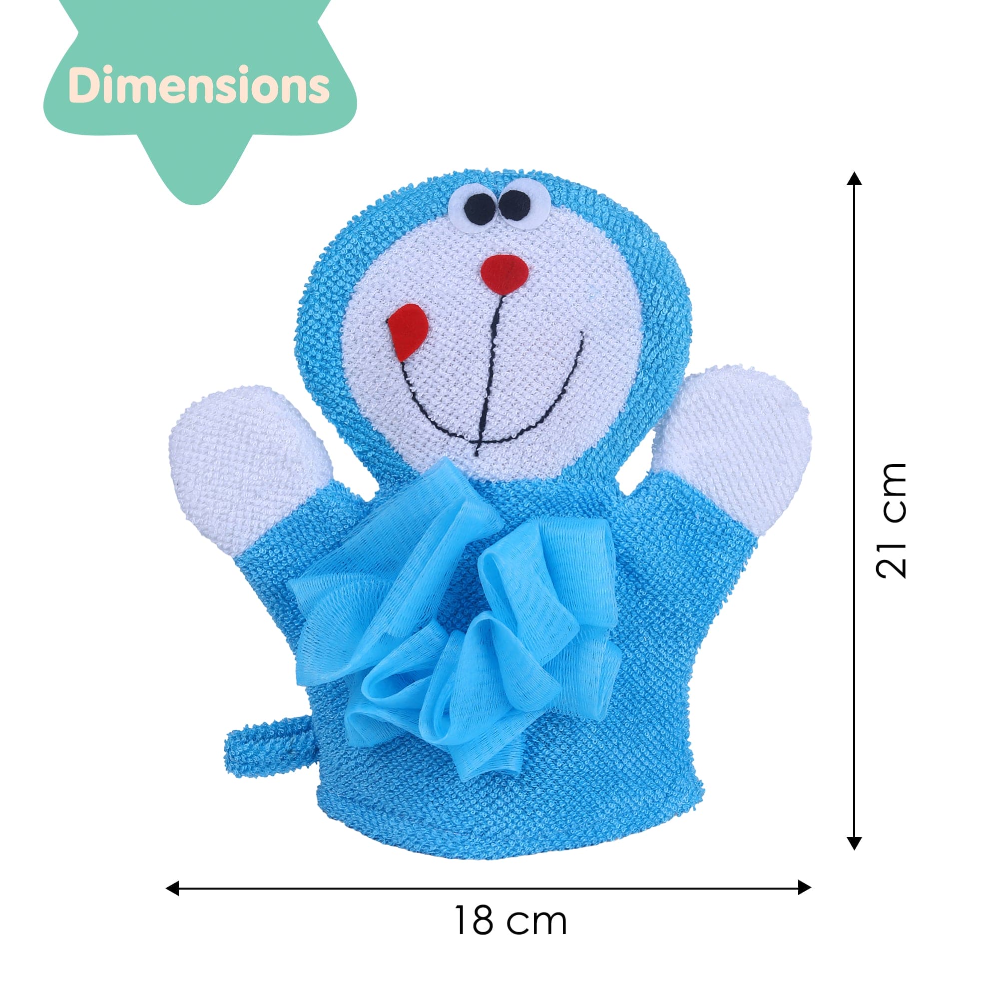 Baby Moo Robot Cat Bathtime Fun Hand Puppet Loofah Bath Glove - Blue