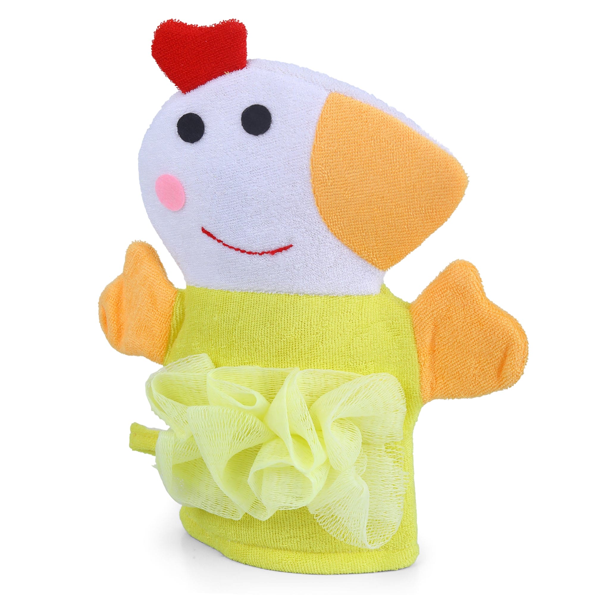 Baby Moo Sweet Hen Bath Time Fun Hand Puppet Loofah Bath Glove - Yellow