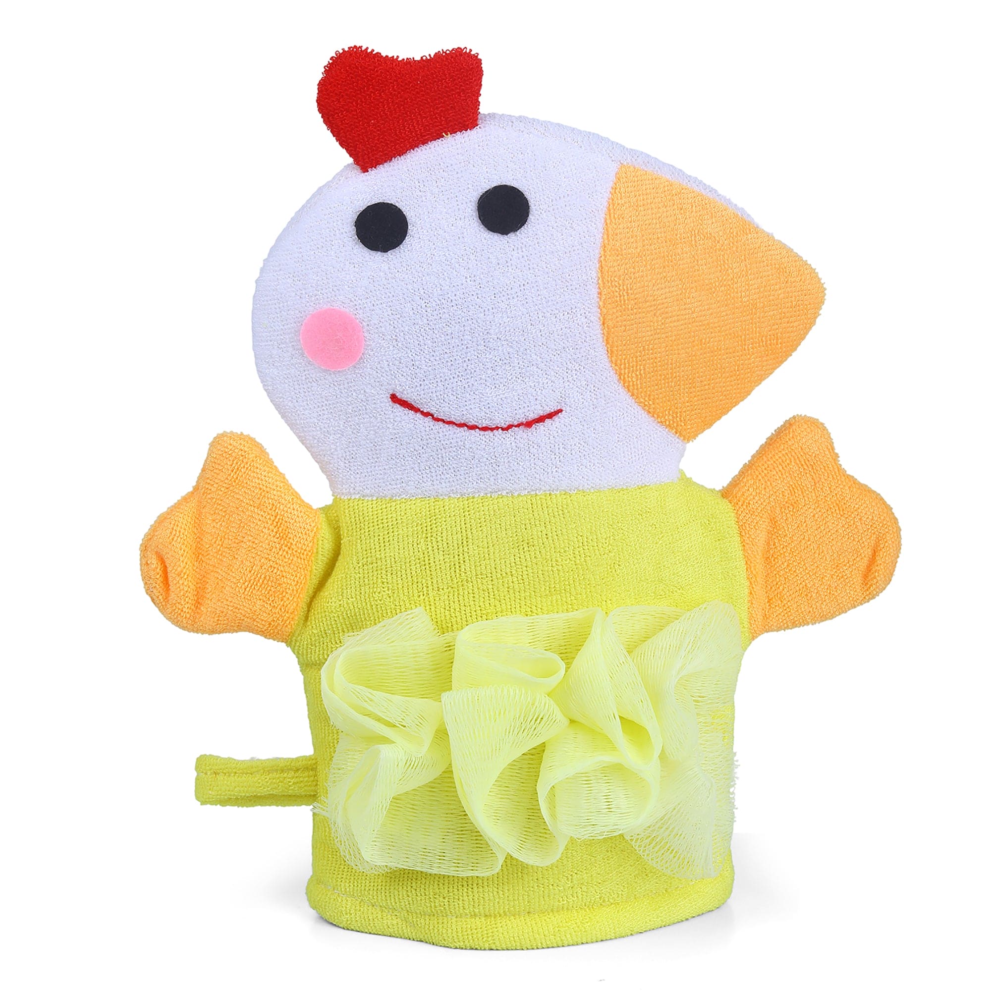 Baby Moo Sweet Hen Bath Time Fun Hand Puppet Loofah Bath Glove - Yellow