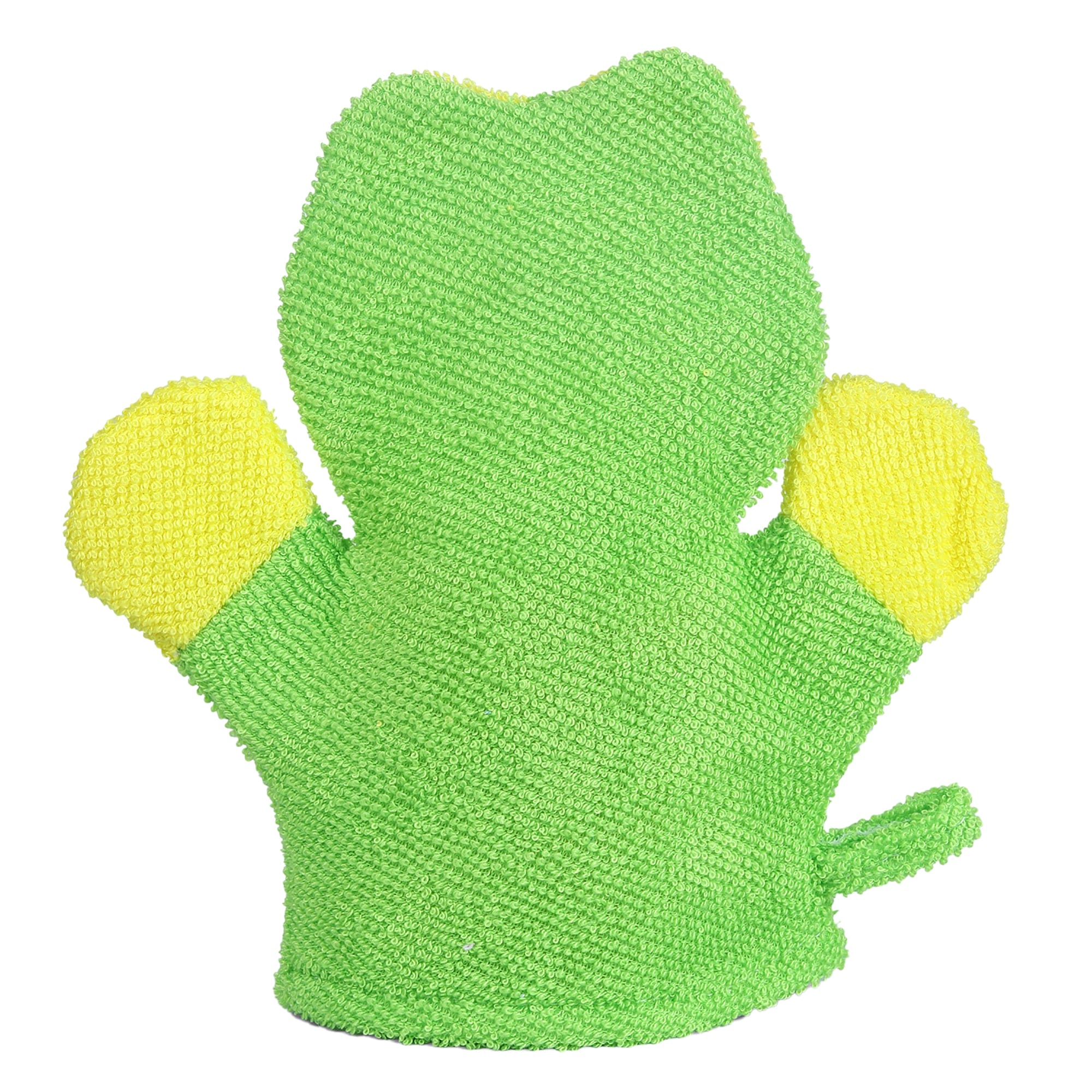 Baby Moo Mischievous Frog Bath Time Fun Hand Puppet Loofah Bath Glove - Green