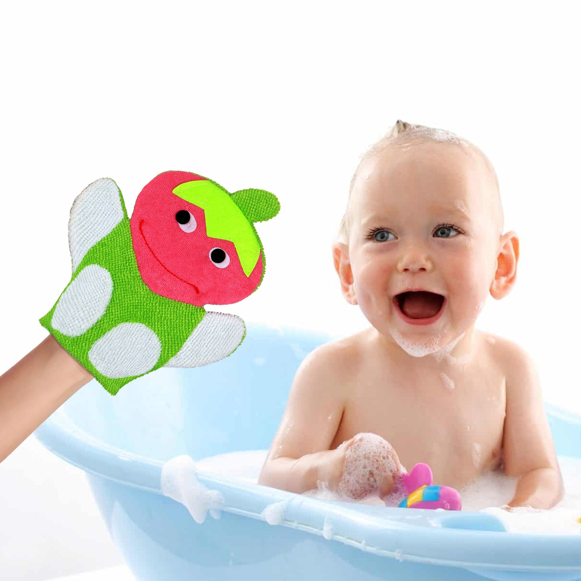 Strawberry Pink And Green Cartoon Bath Glove