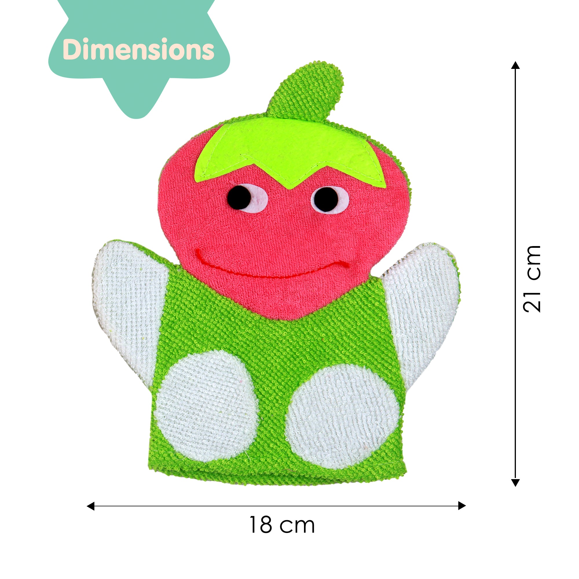 Strawberry Pink And Green Cartoon Bath Glove