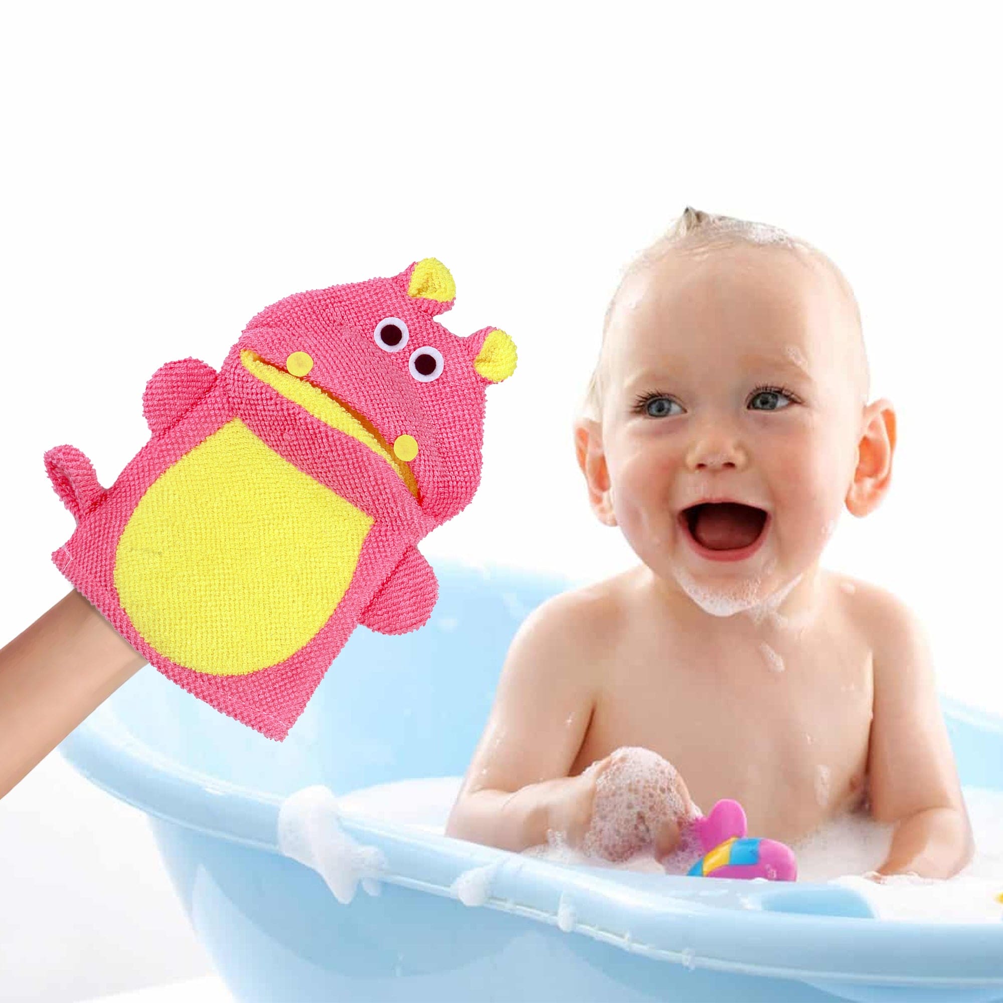 Animal Pink And Yellow Cartoon Bath Glove