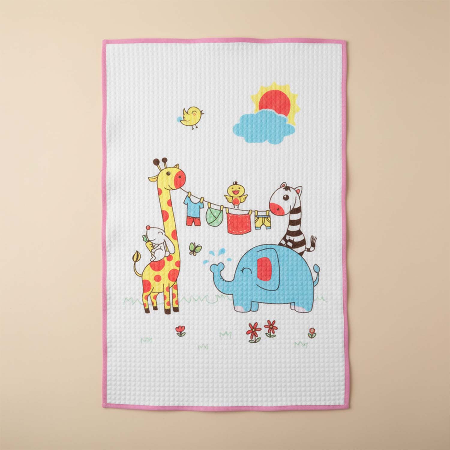 Baby Moo Animal Laundry Day Air Filled Waterproof Massage Mat - Pink