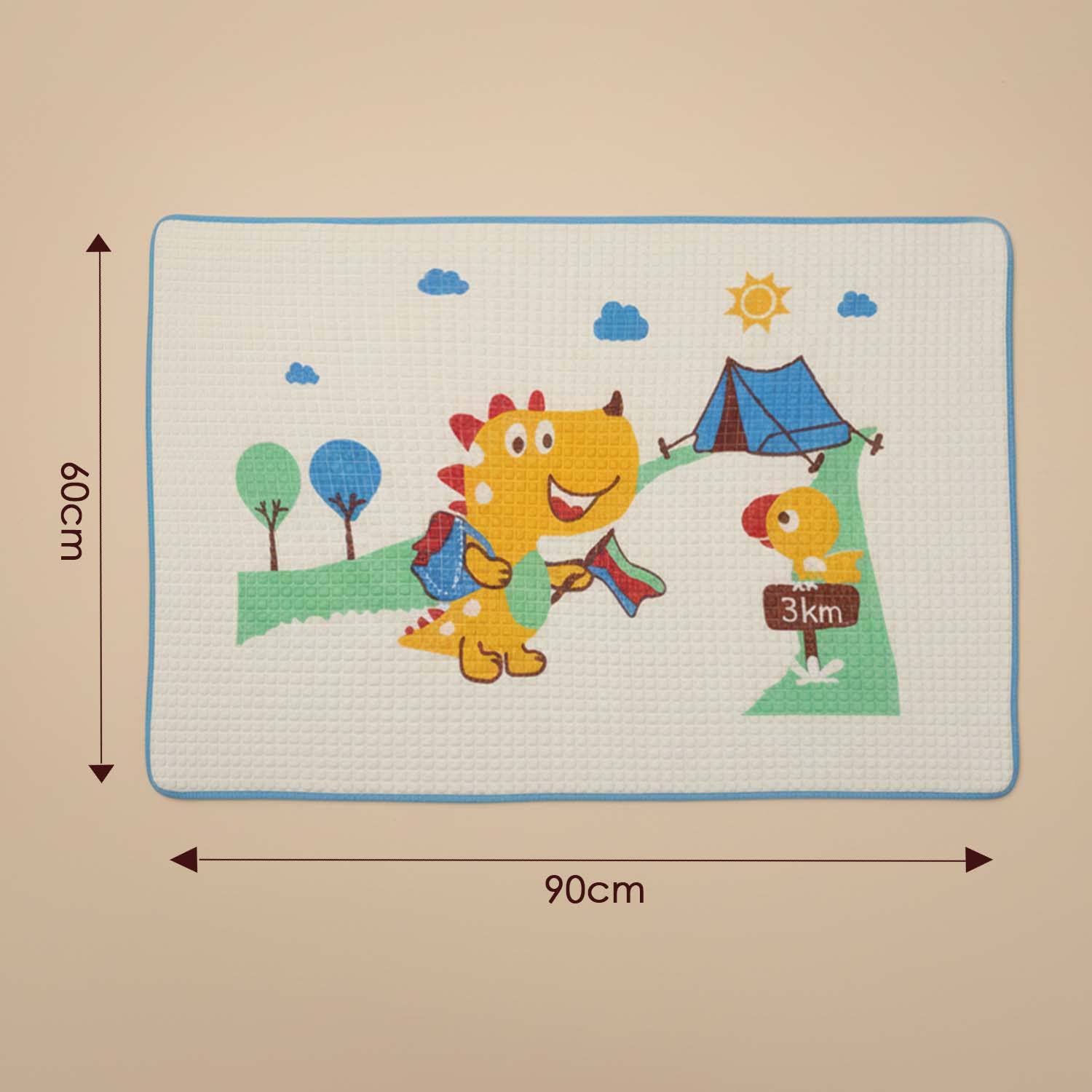 Baby Moo Dinosaur Camping Air Filled Waterproof Massage Mat - Blue