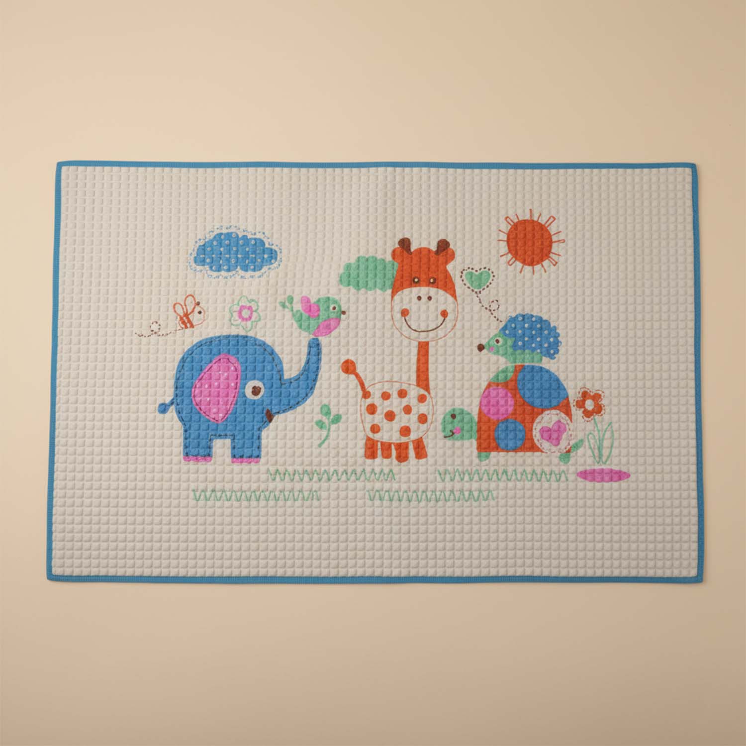 Baby Moo Elephant Giraffe Friends Air Filled Waterproof Massage Mat - Blue