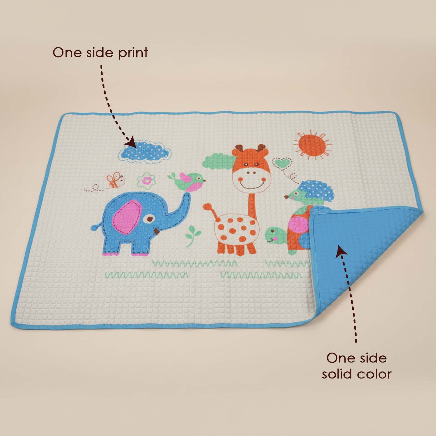 Baby Moo Elephant Giraffe Friends Air Filled Waterproof Massage Mat - Blue