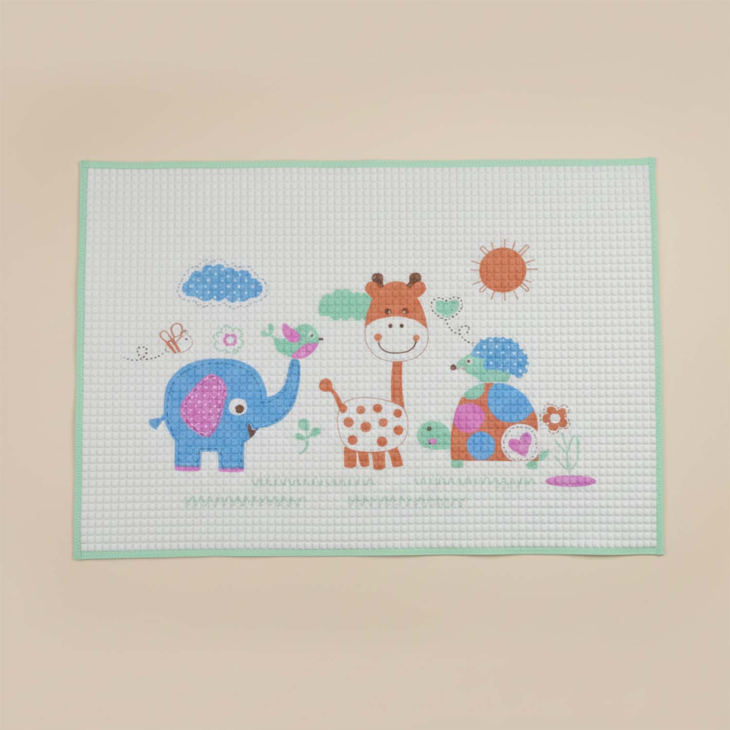 Baby Moo Elephant Giraffe Friends Air Filled Waterproof Massage Mat - Green