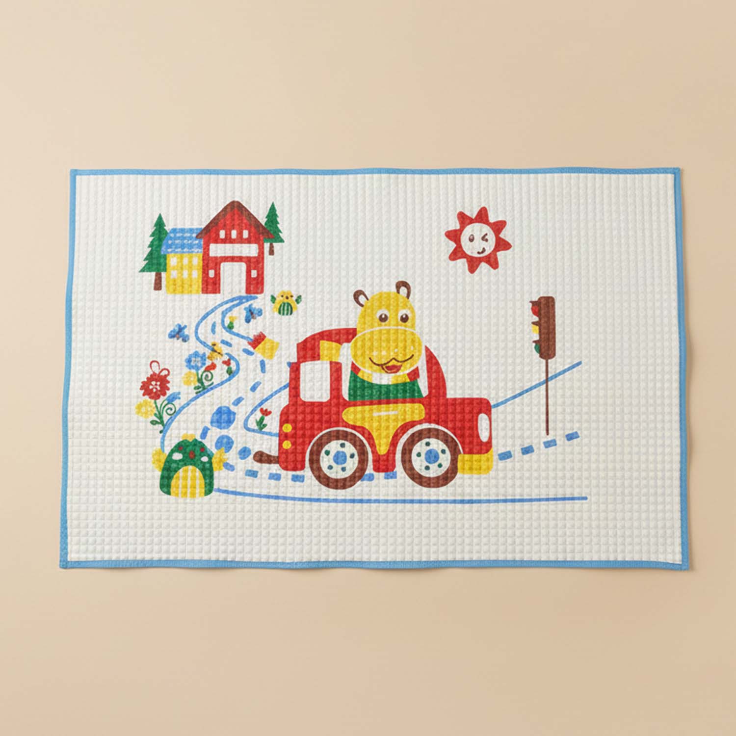 Baby Moo Hippo Car Ride Air Filled Waterproof Massage Mat - Blue