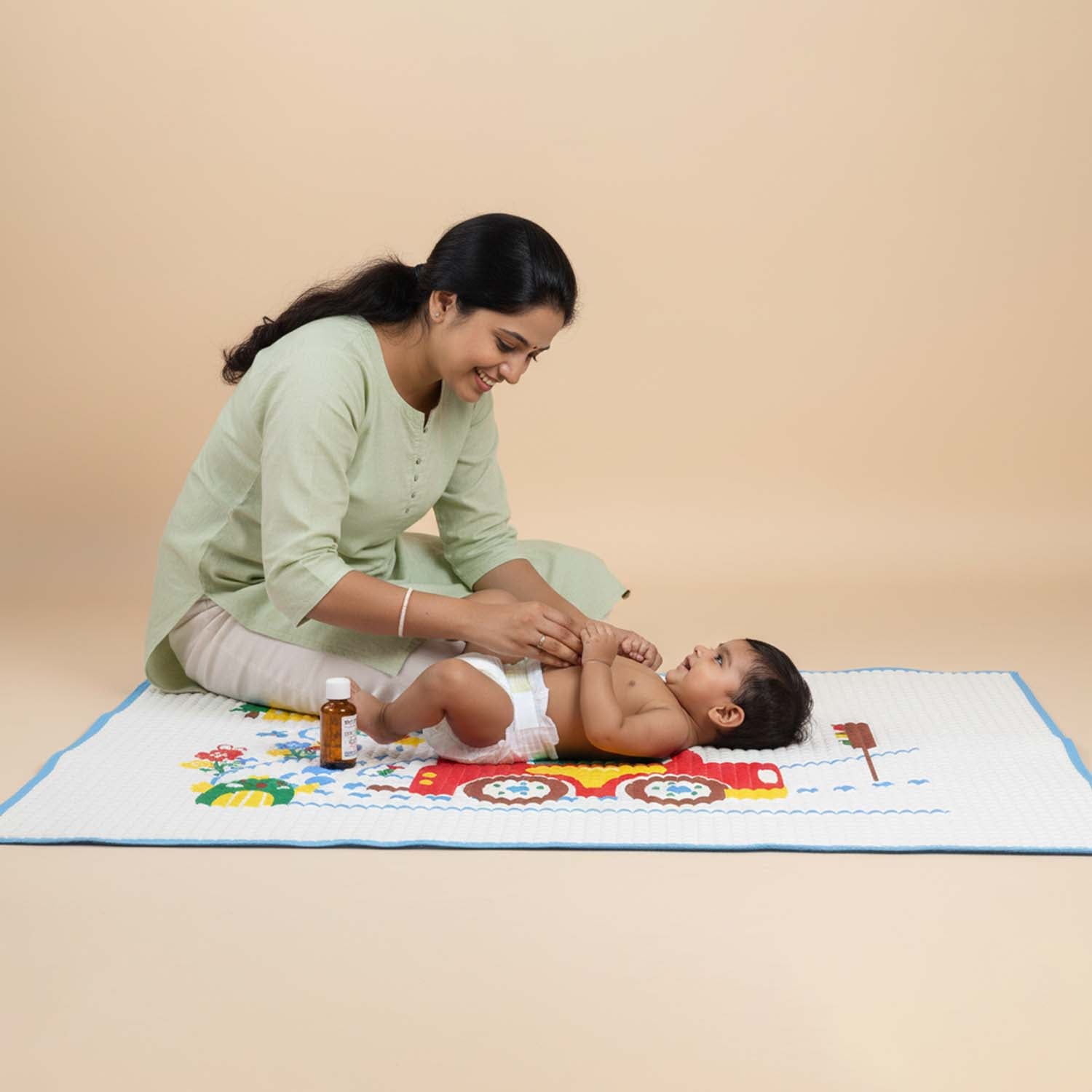 Baby Moo Hippo Car Ride Air Filled Waterproof Massage Mat - Blue