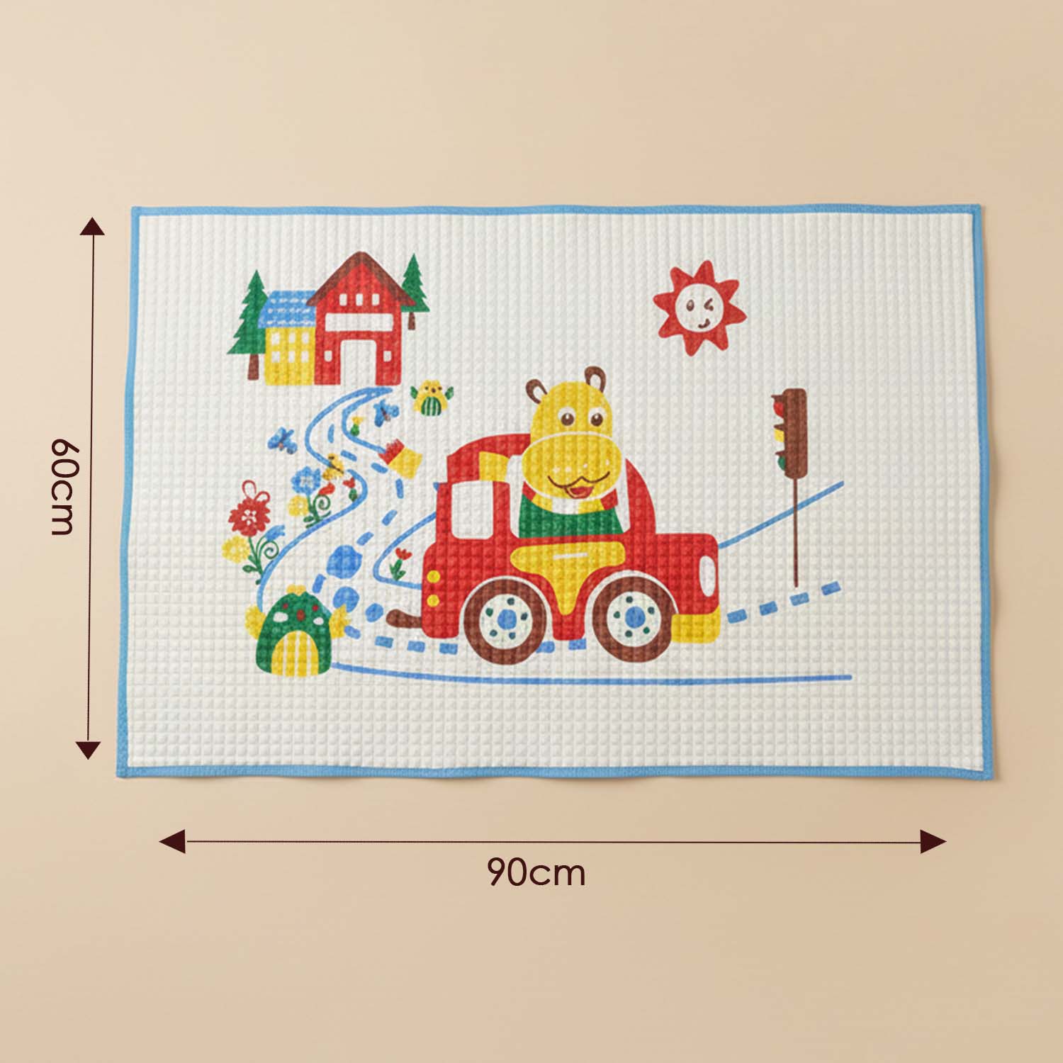 Baby Moo Hippo Car Ride Air Filled Waterproof Massage Mat - Blue