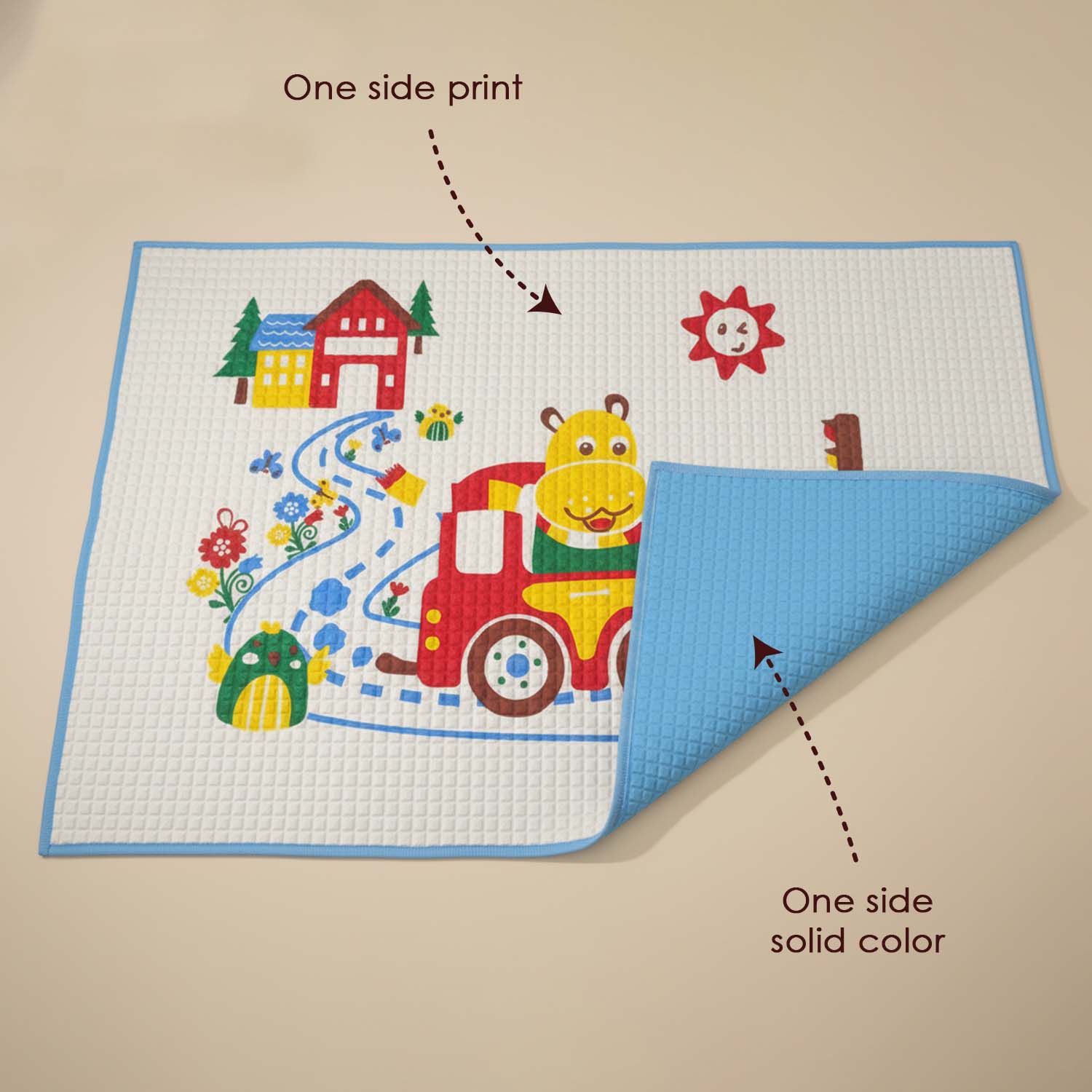 Baby Moo Hippo Car Ride Air Filled Waterproof Massage Mat - Blue