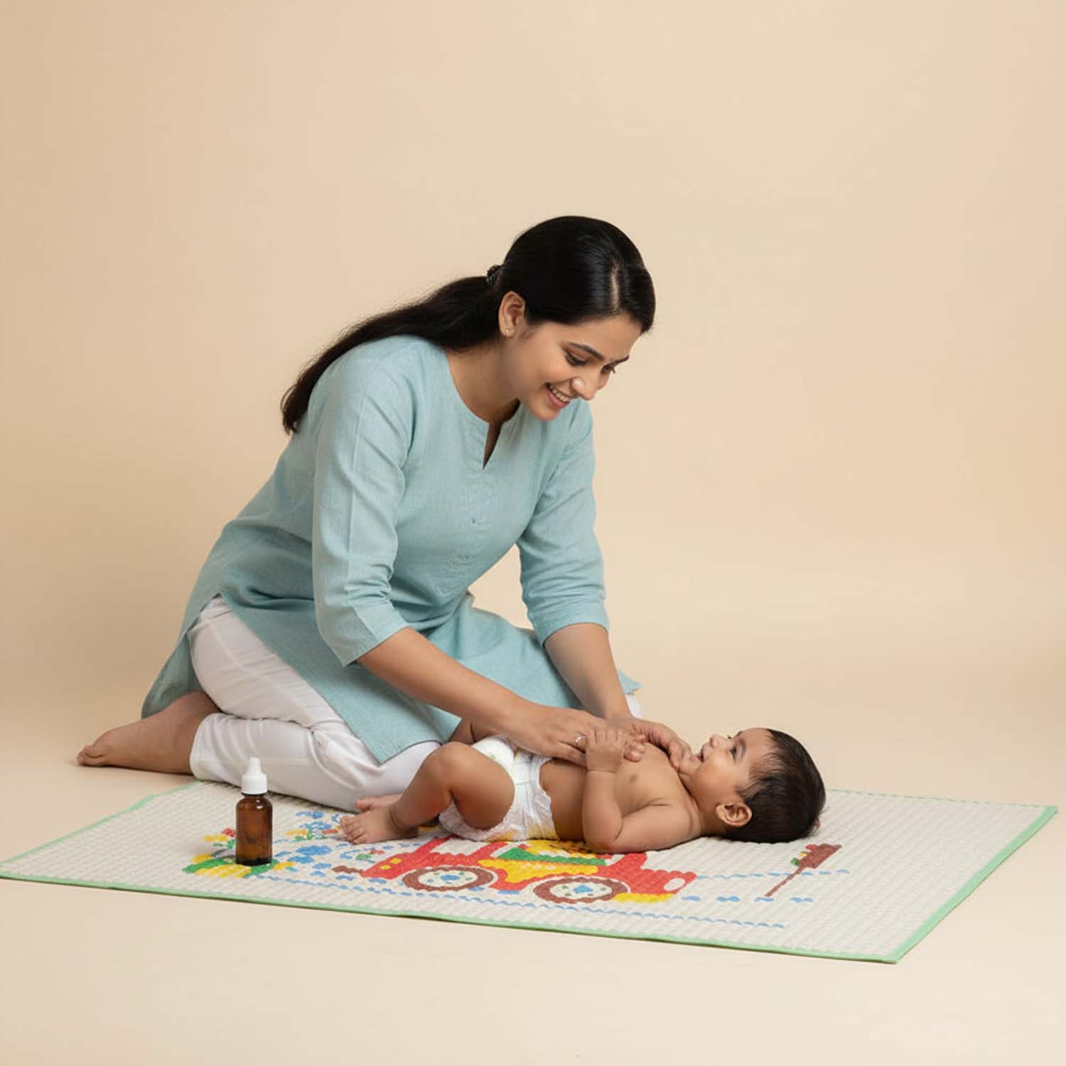 Baby Moo Hippo Car Ride Air Filled Waterproof Massage Mat - Green