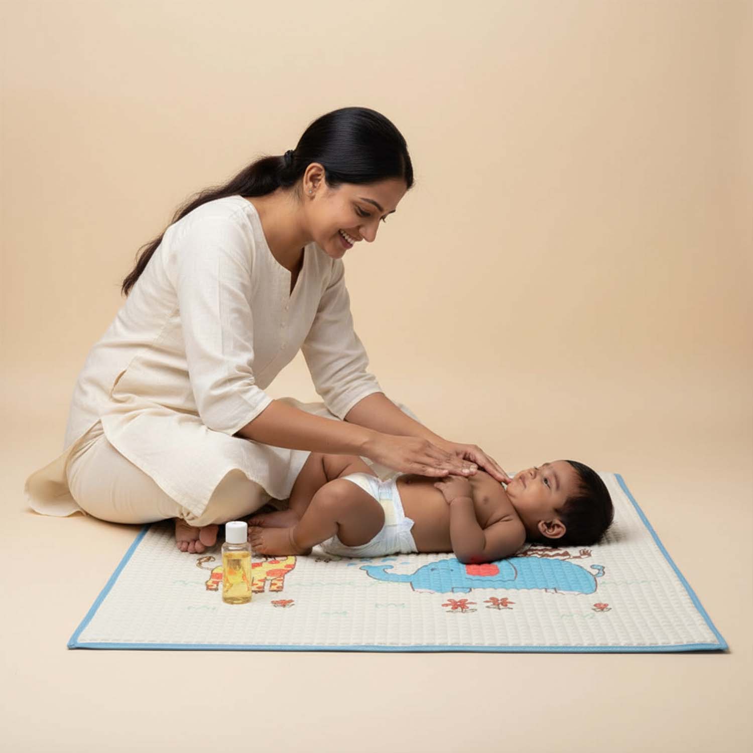 Baby Moo Baby Moo Animal Laundry Day Air Filled Waterproof Massage Mat - Blue