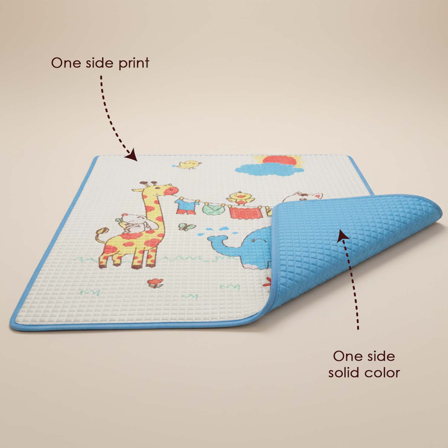 Baby Moo Baby Moo Animal Laundry Day Air Filled Waterproof Massage Mat - Blue