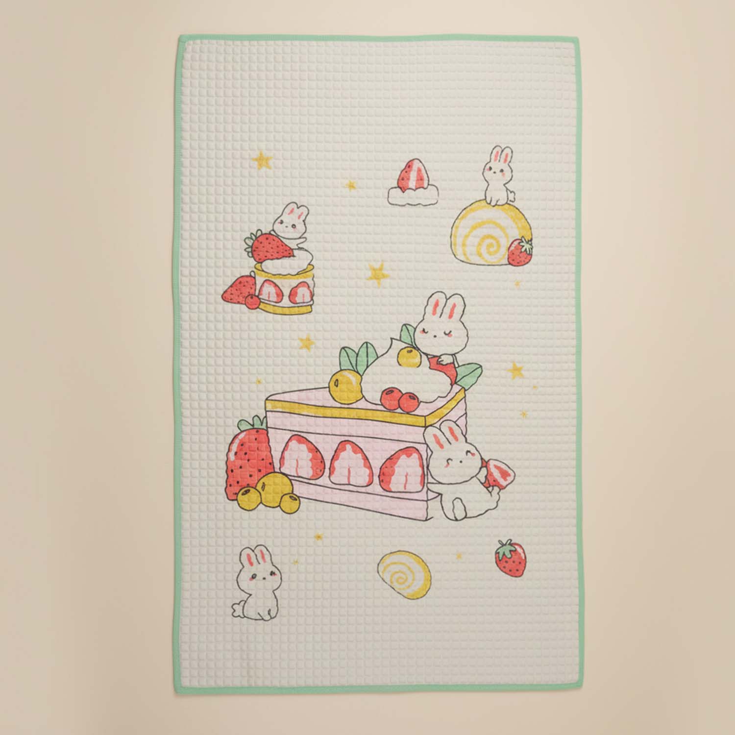 Baby Moo Rabbit Strawberry Cake Air Filled Waterproof Massage Mat - Green