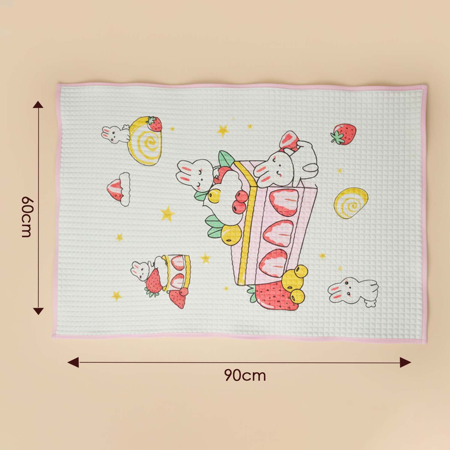 Baby Moo Rabbit Strawberry Cake Air Filled Waterproof Massage Mat - Pink